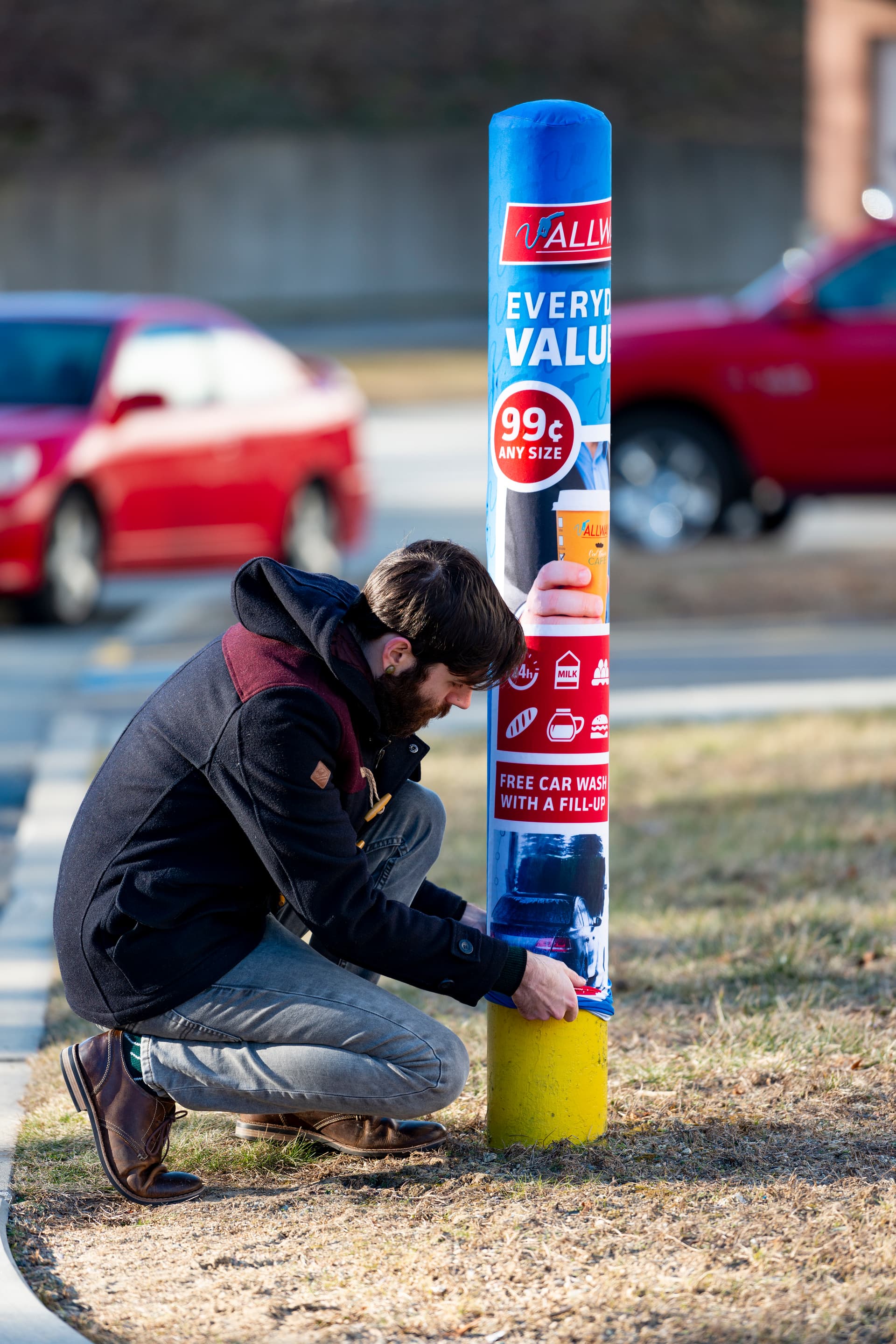 custom bollard cover with elastic opening