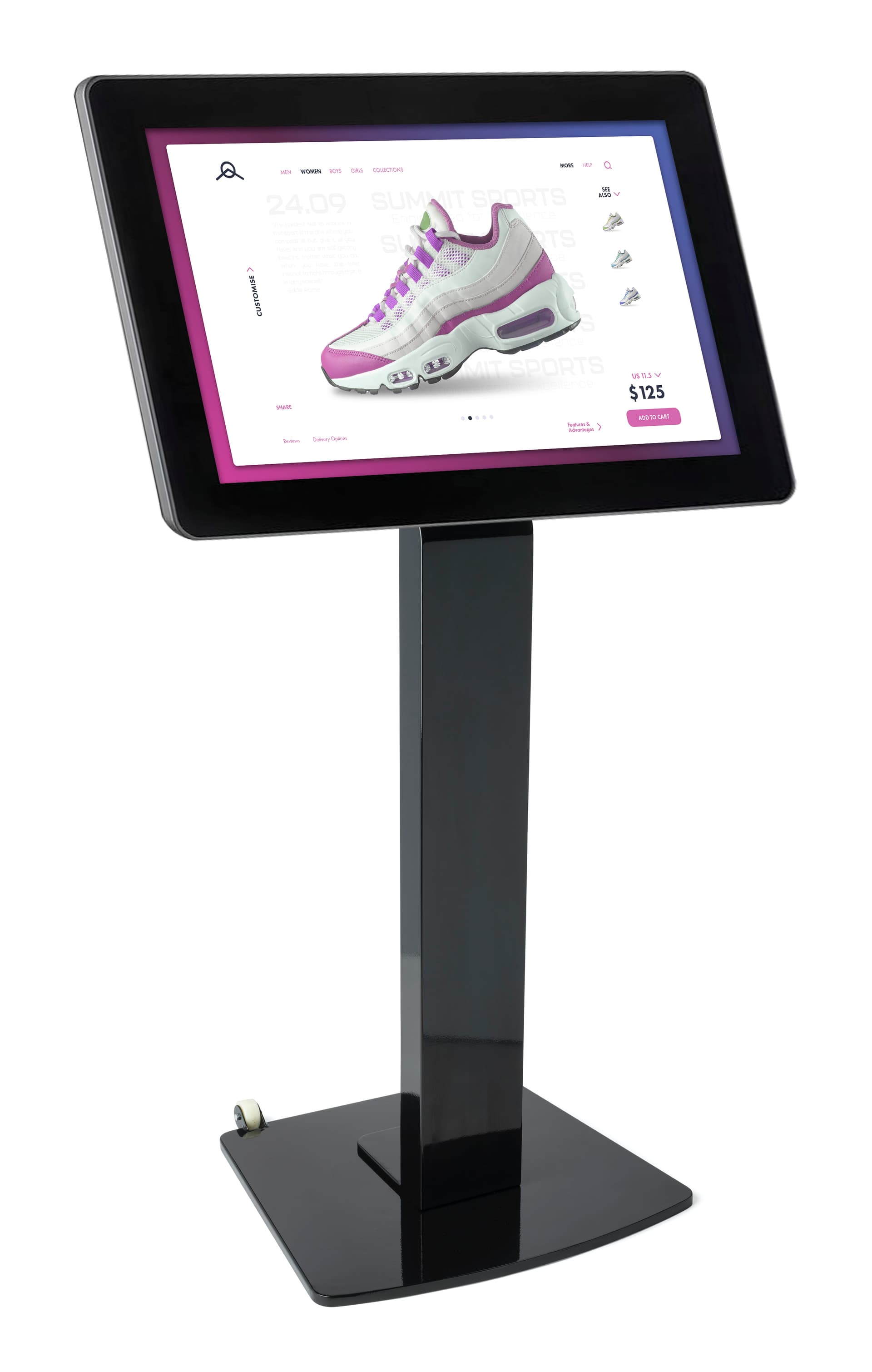 LCD touch screen display with a height of 50.5 inches tall