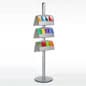 3-Tiered Brochure Floor Stands, Height Adjustable Trays for 4" Pamphlets