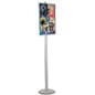 Floor Standing Poster Holder, Snap Frame, Single-Sided, Round Base - Silver