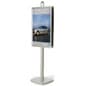 Floor Standing Poster Holder with Snap Frames, Square Base - Silver