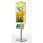 Floor Stand Poster Holder, Brochure Tray, Snap Frame, Single-Sided - Silver