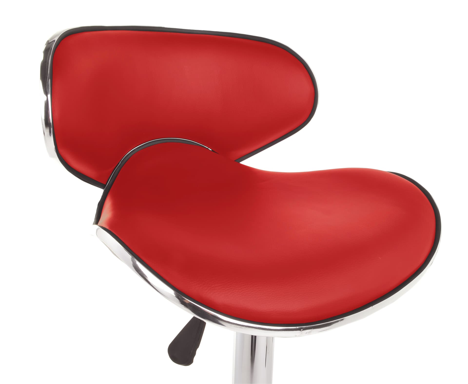 Red Bar Stool with Faux-Leather & Chrome