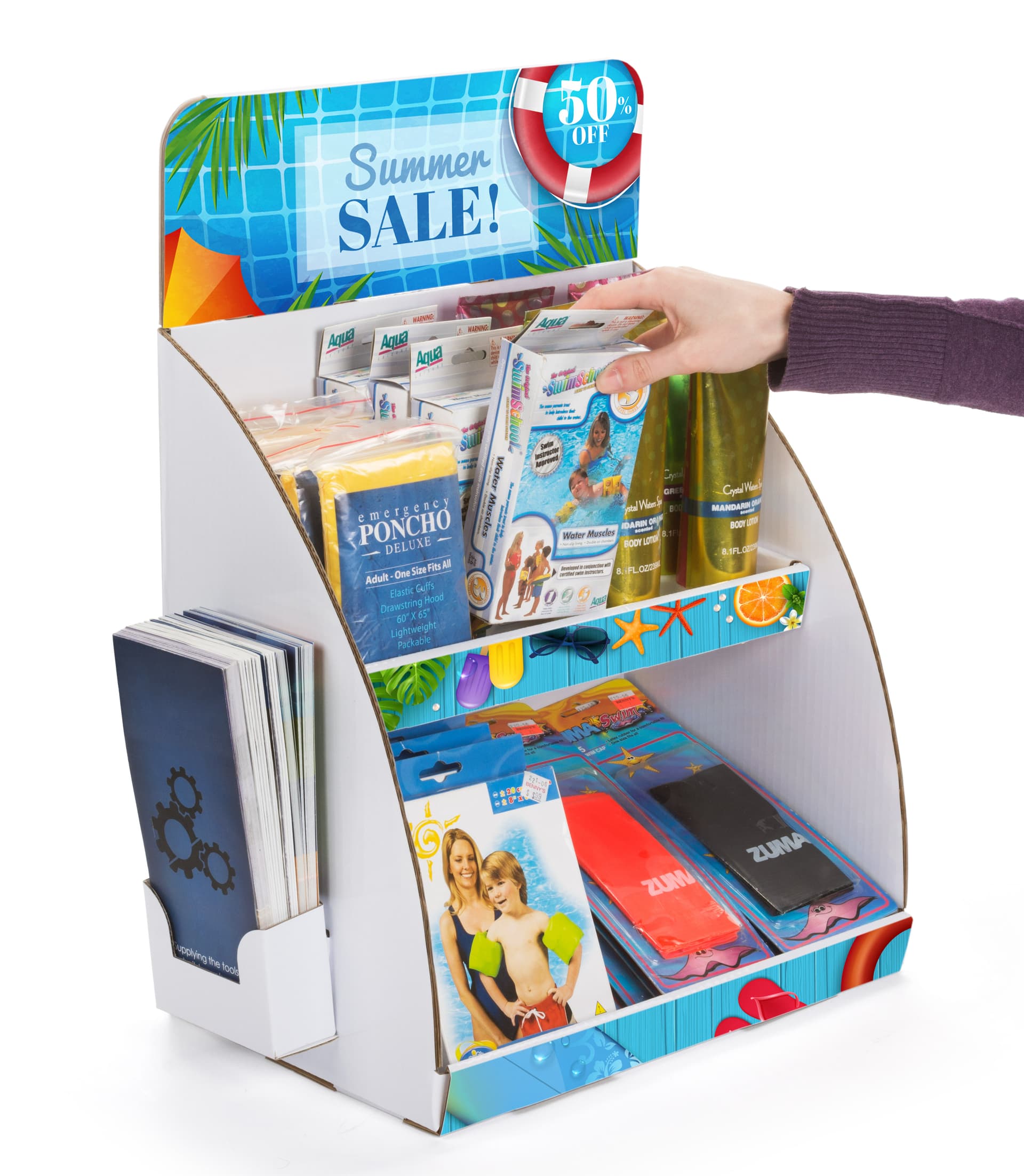 Multi-level 2-tier custom cardboard tabletop display stand