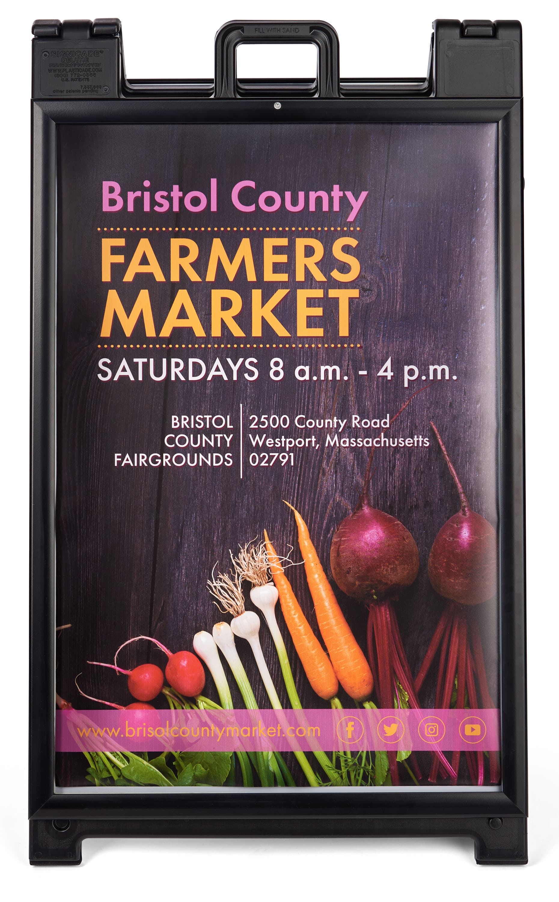 27 inch wide snap open a-frame sidewalk sign with easy grip handle 