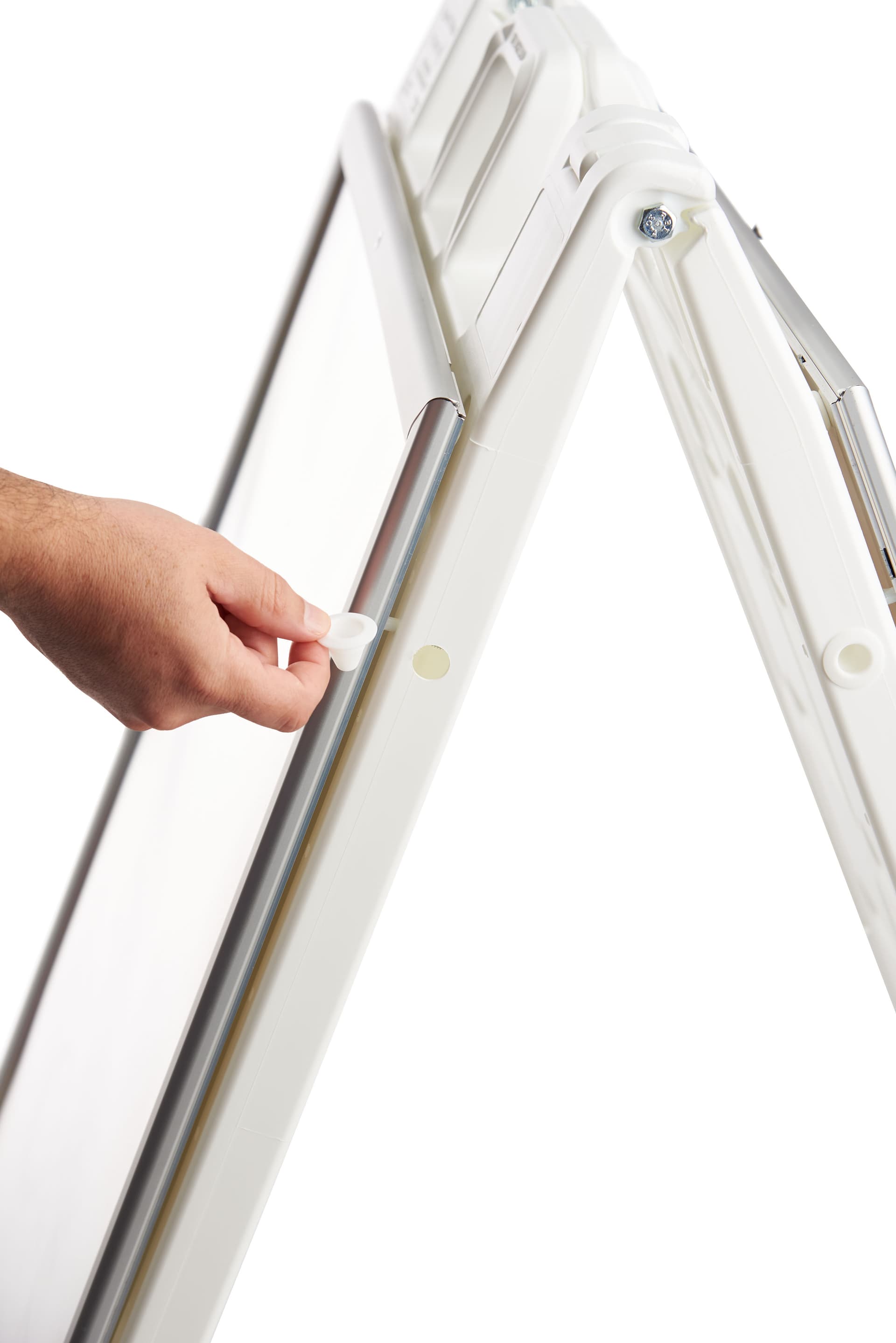White snap open a-frame sidewalk sign with fillable base 