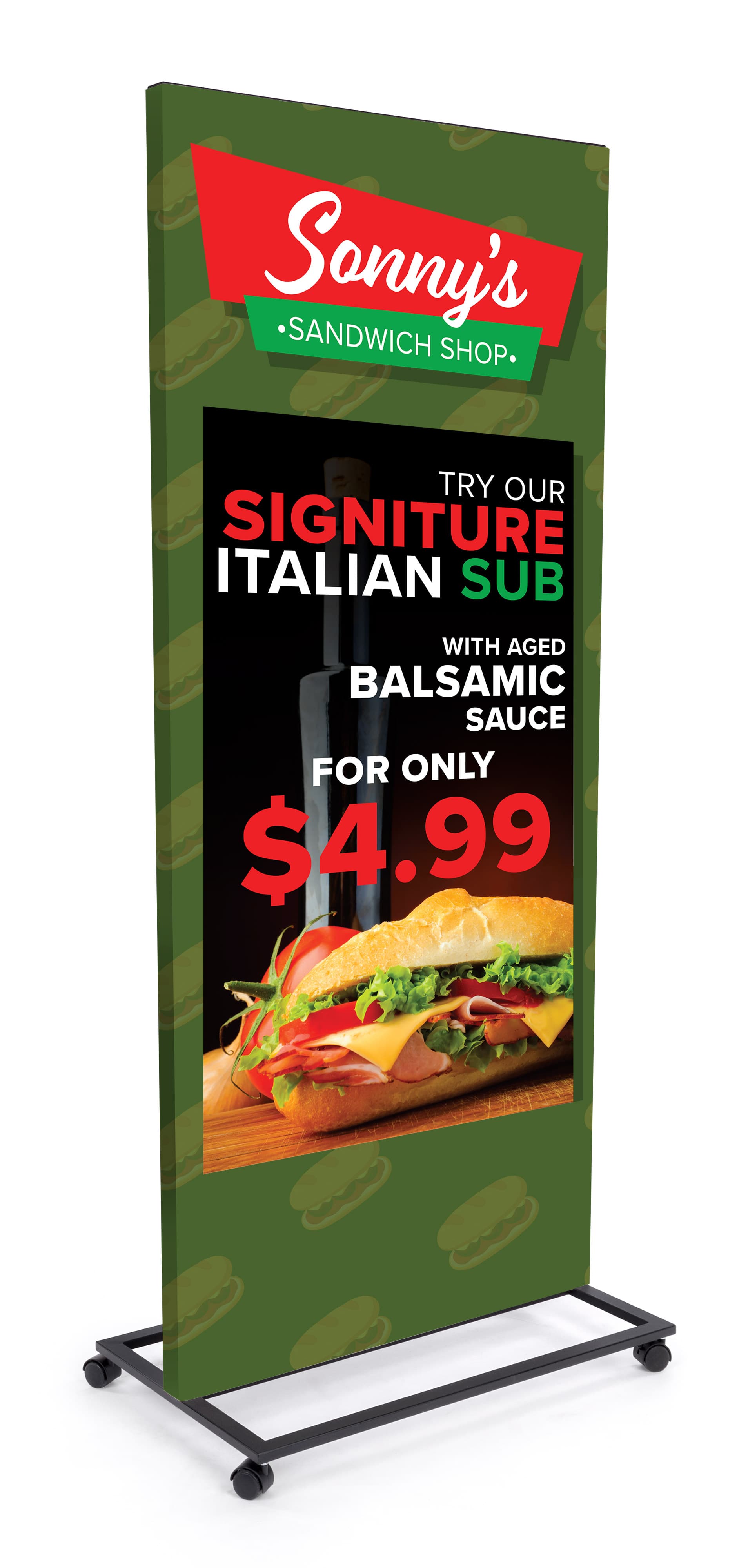 Custom printed floor stand with cardboard sign display