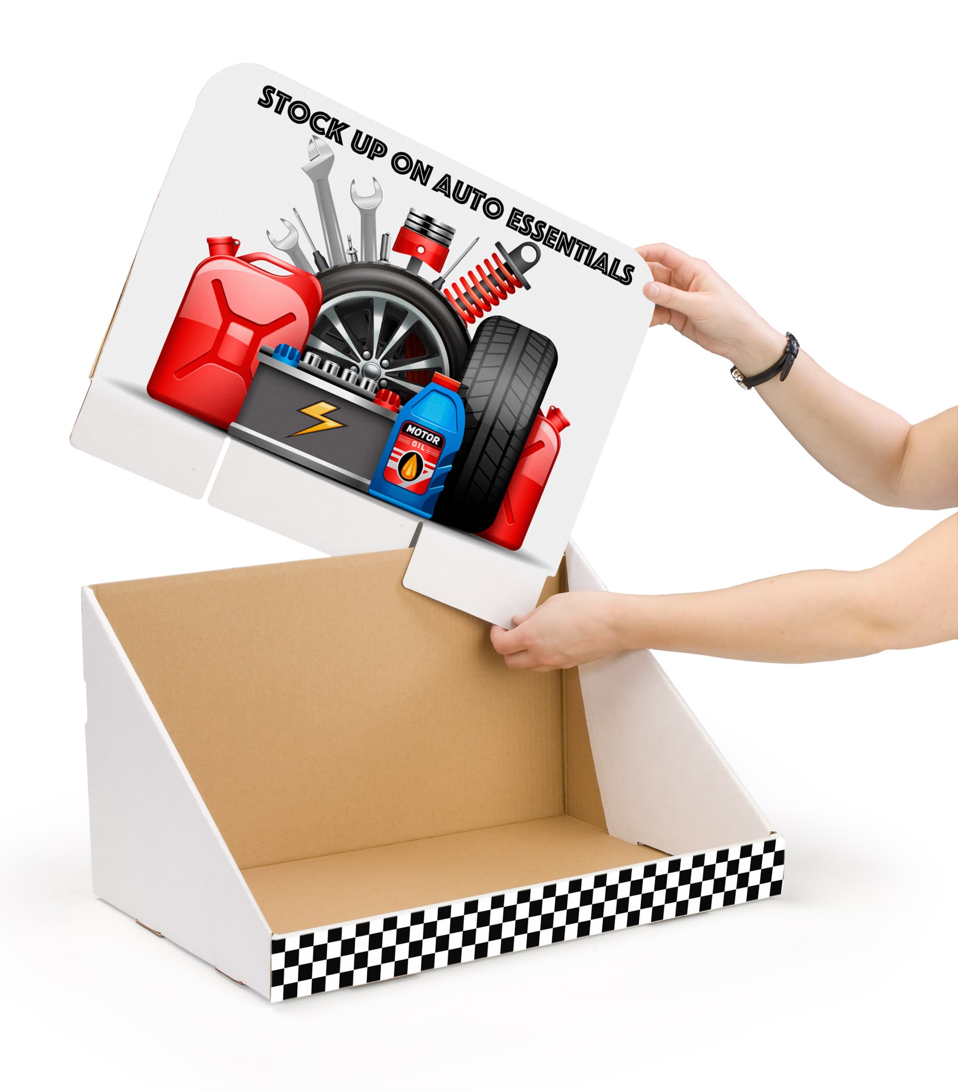 Custom countertop cardboard display shipper box with personalized removable header