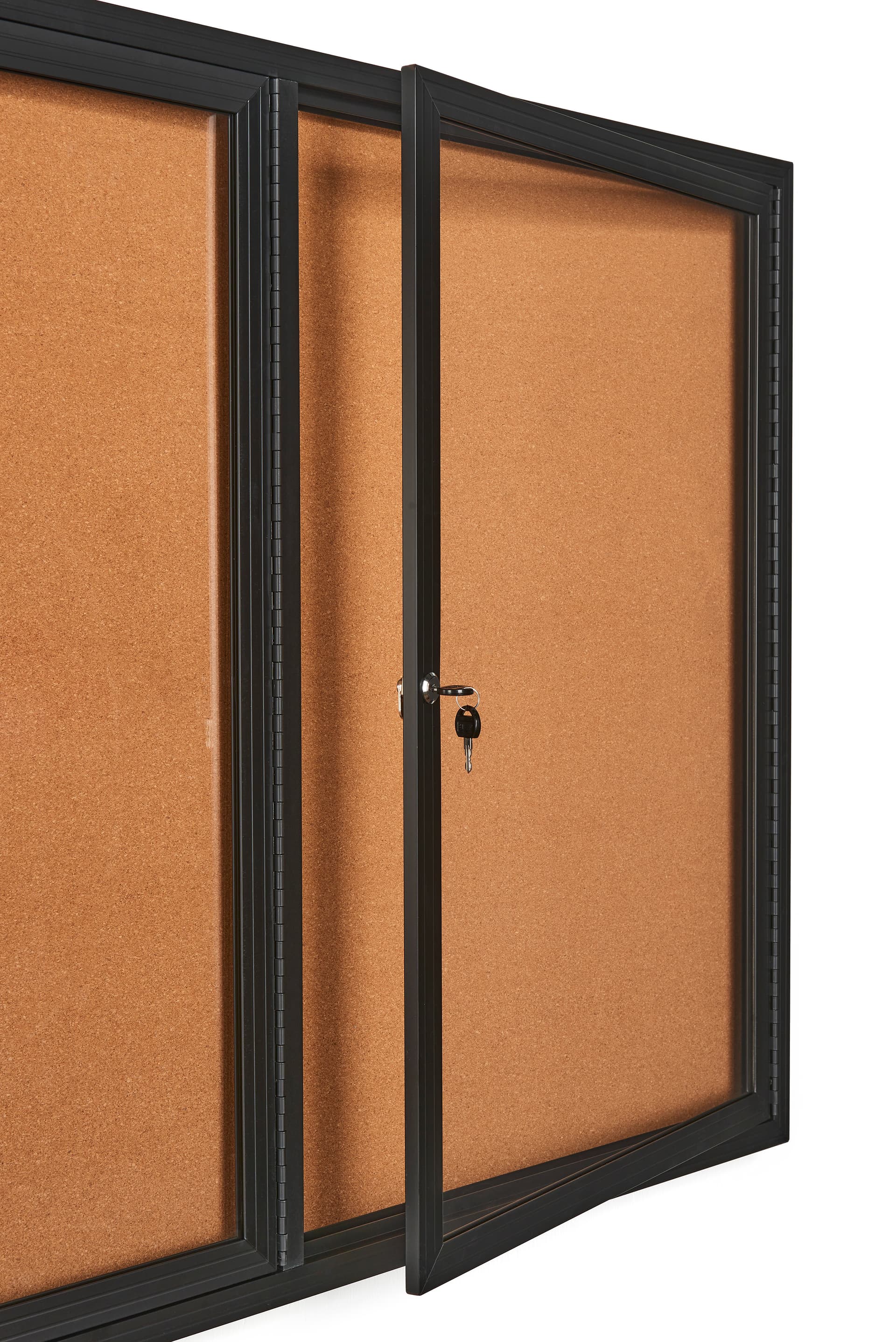 This 72 x 36 locking bulletin board has an enclosed design