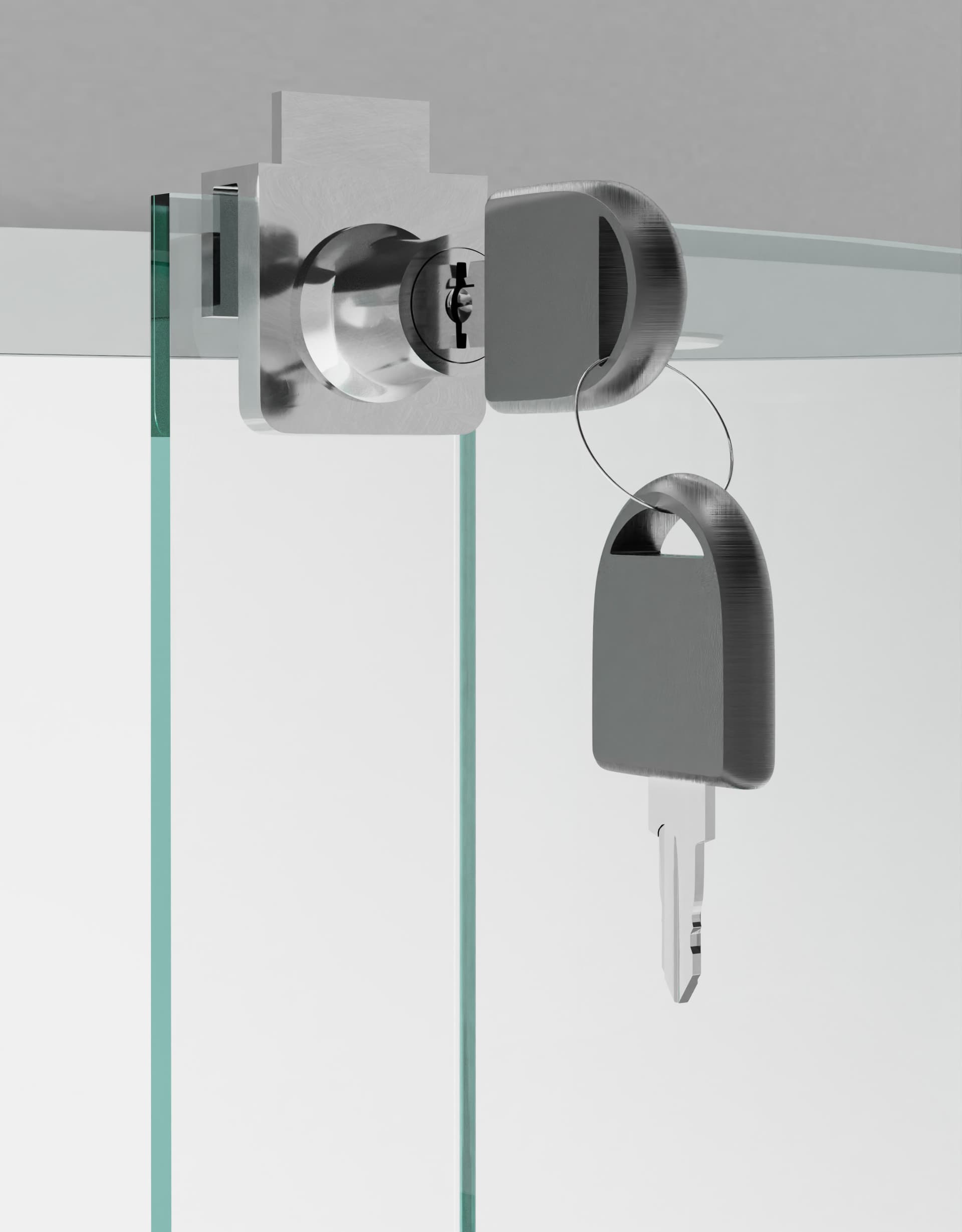 Round display case with locking key set