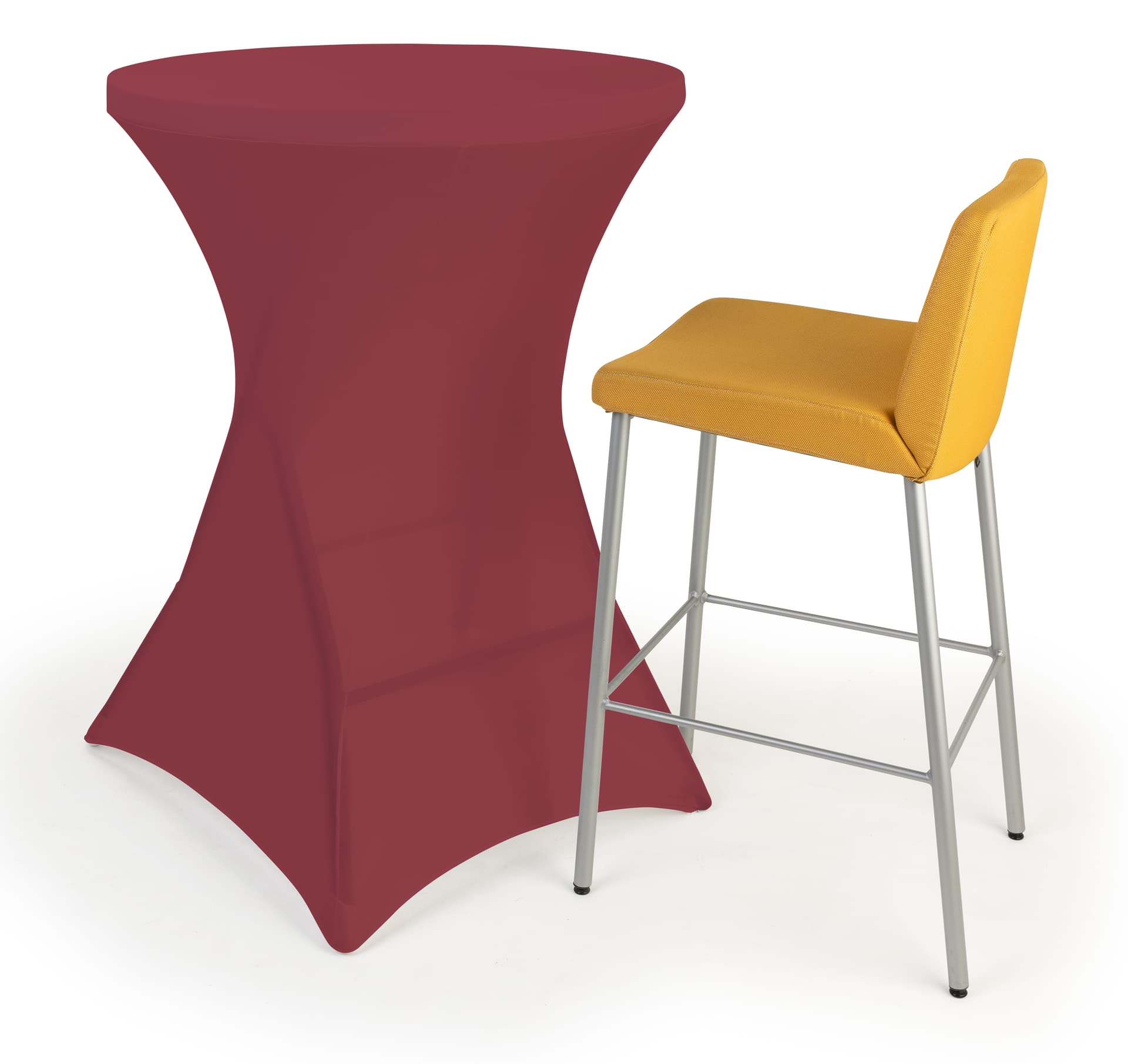 Round stretch table cover with machine washable polyester material