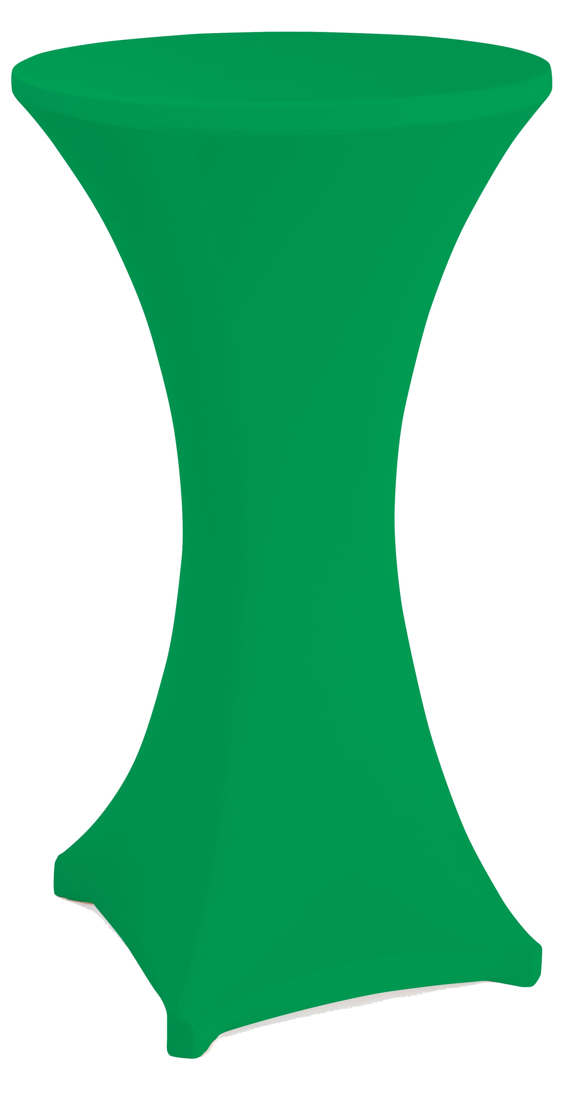 Kelly green cocktail table spandex cover with reinforced foot pockets