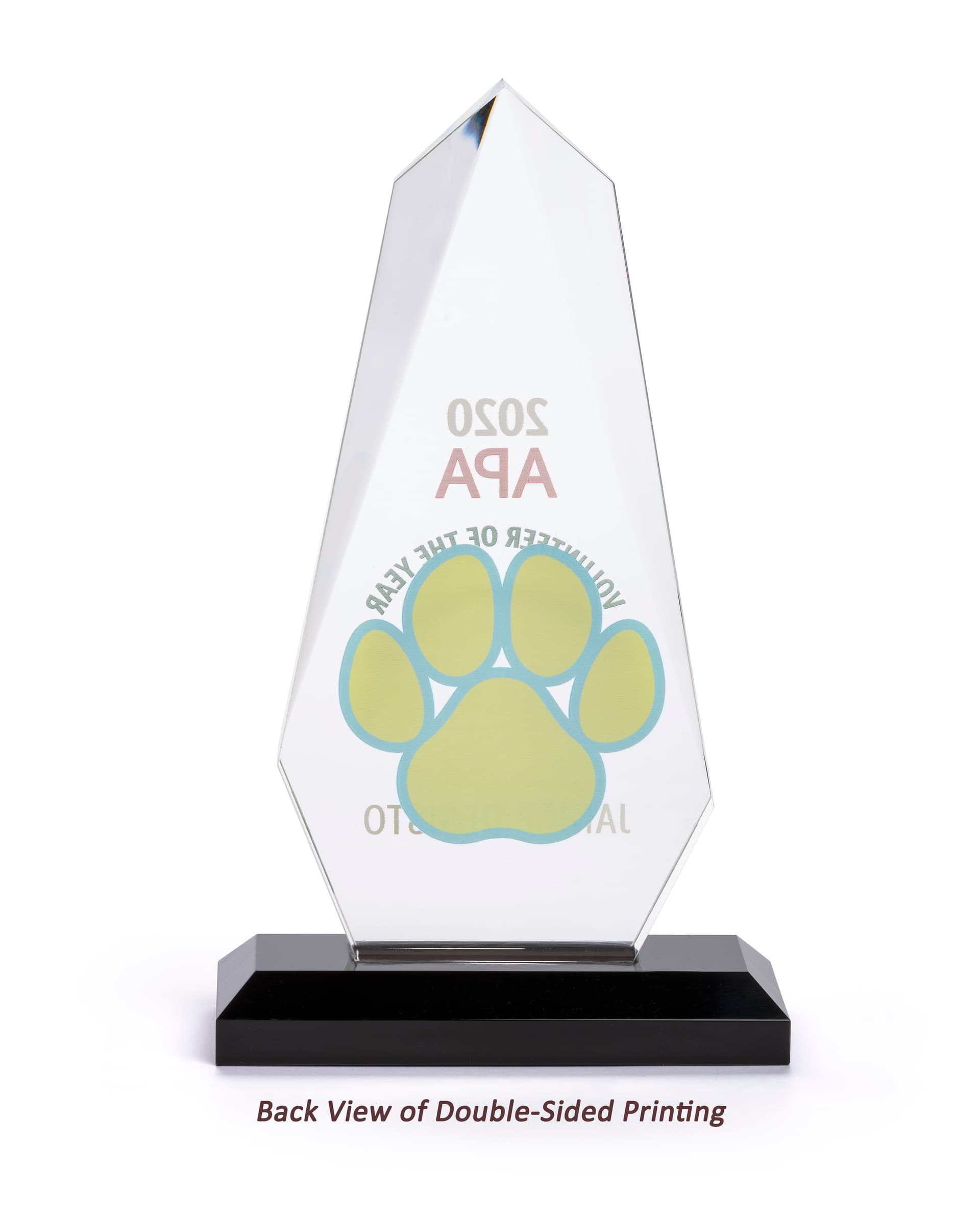 Acrylic rectangle teardrop award with double sided printing