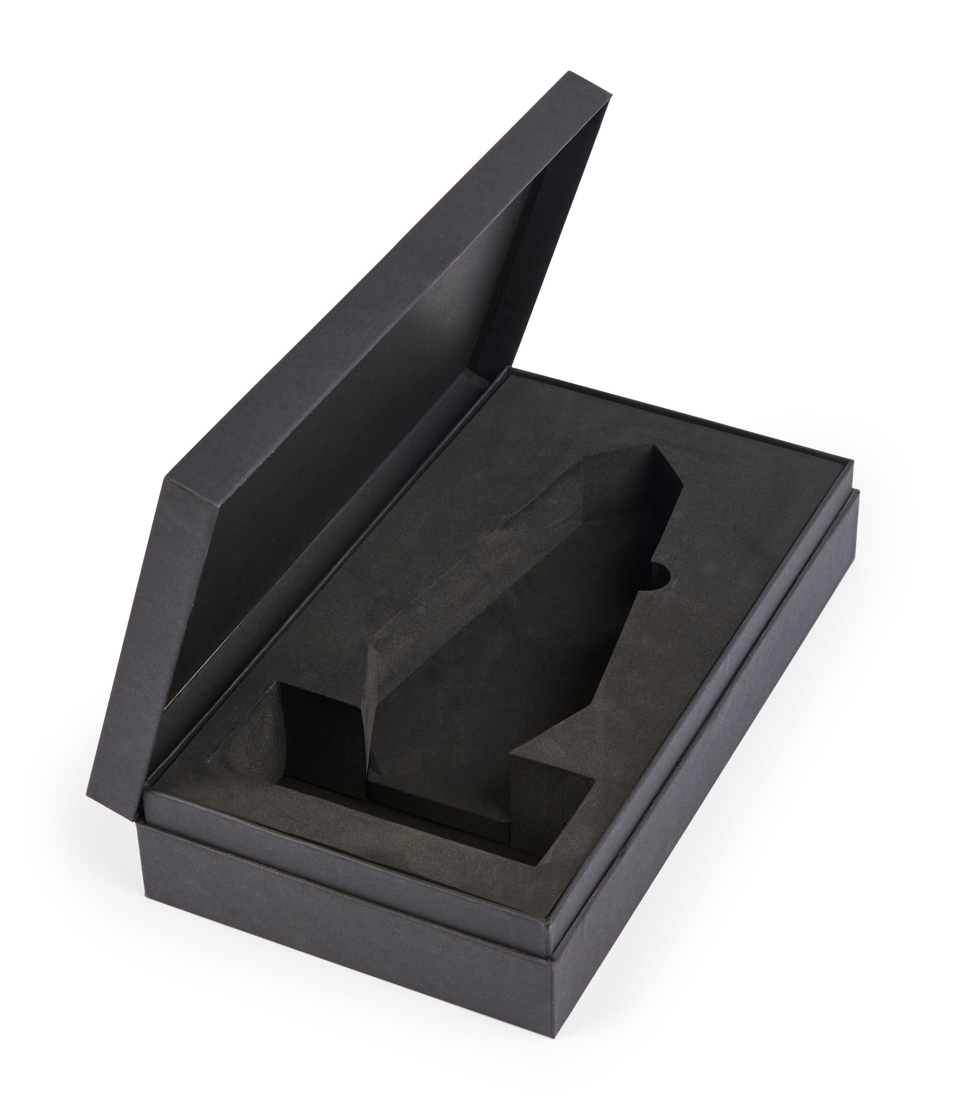 Acrylic rectangle teardrop award with black custom fit gift box