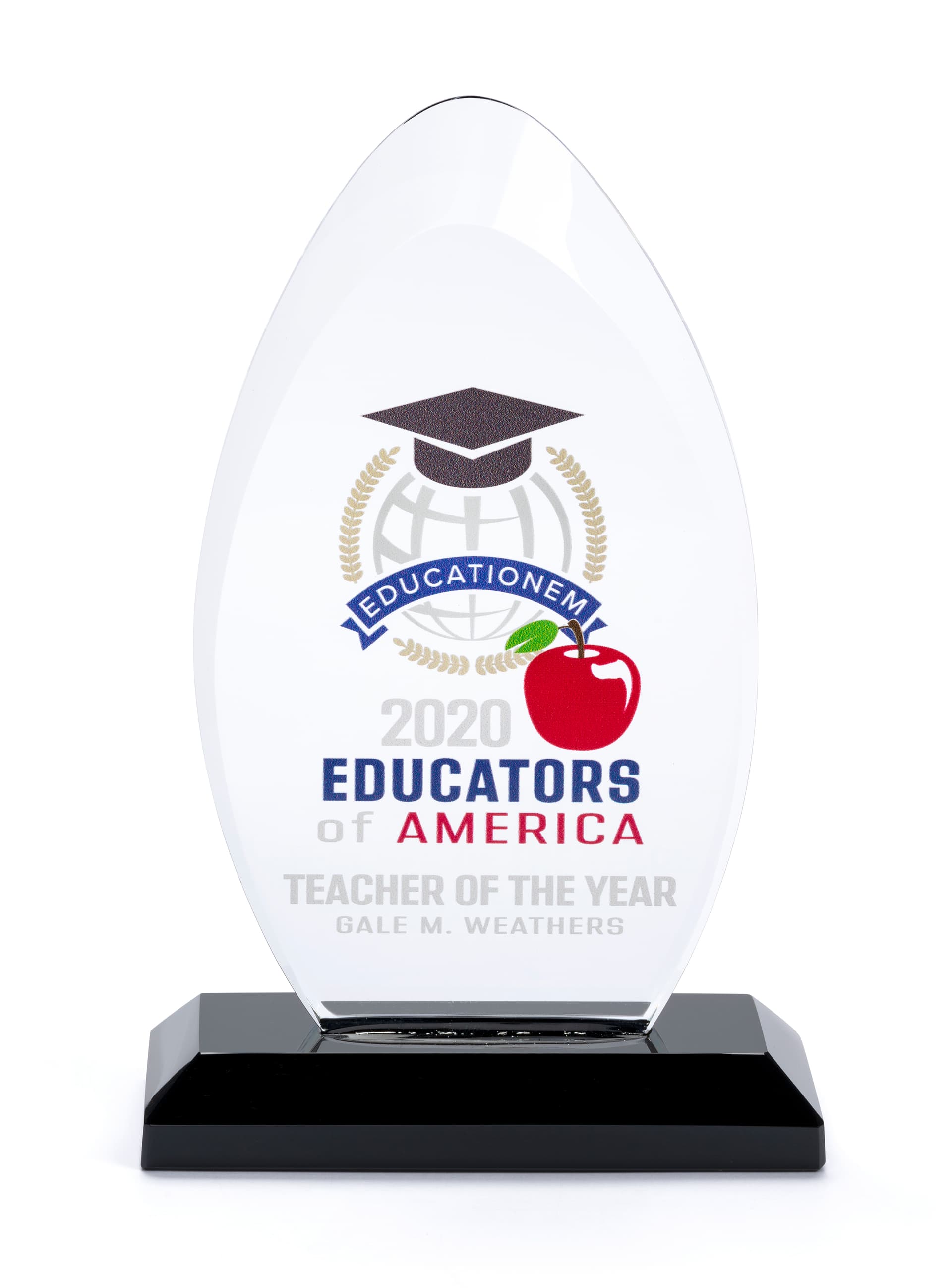 Custom glass recognition award with .75 inch thickness