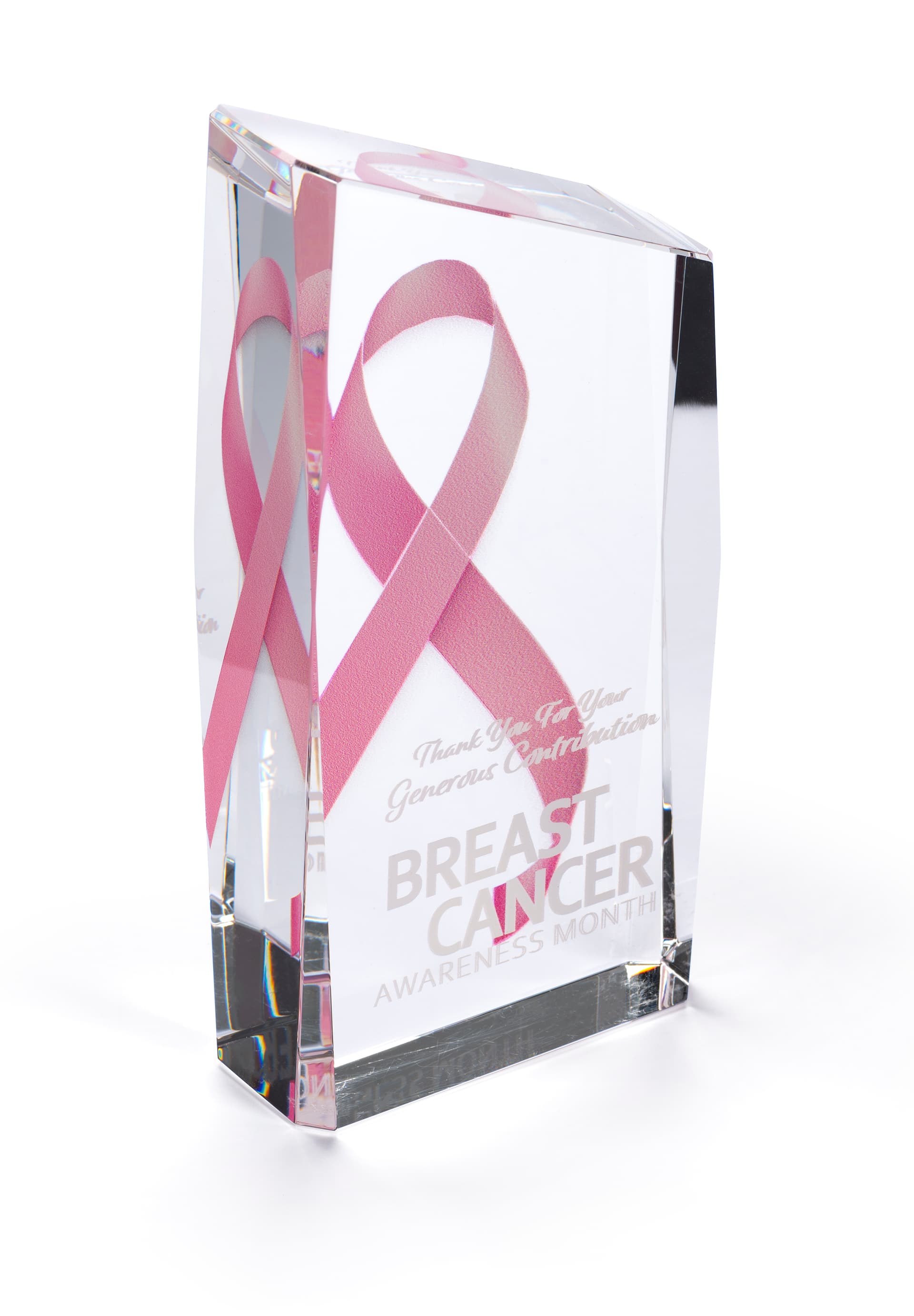 Crystal corporate trophy with custom printed graphics