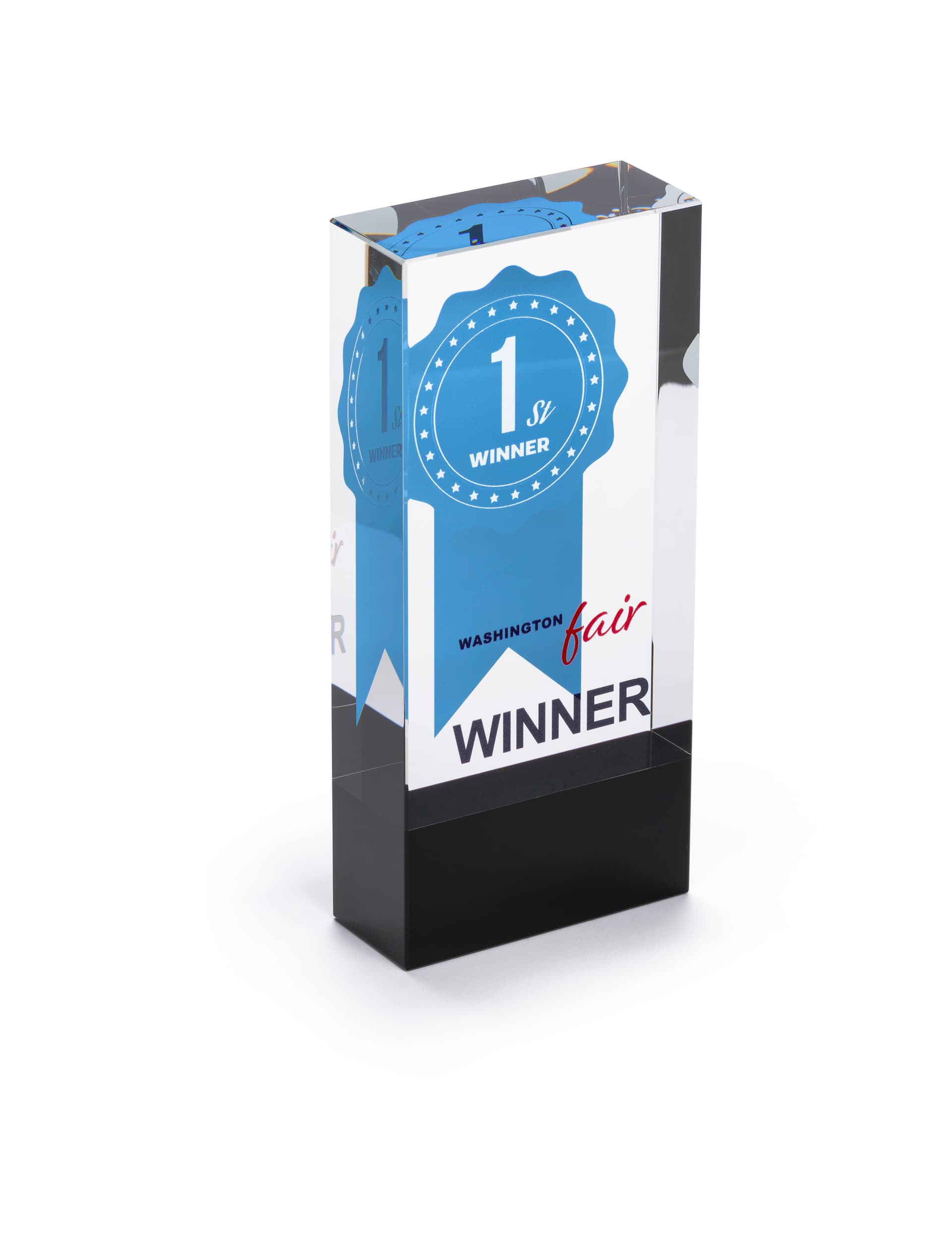 Crystal rectangle participation trophy with full color custom printing