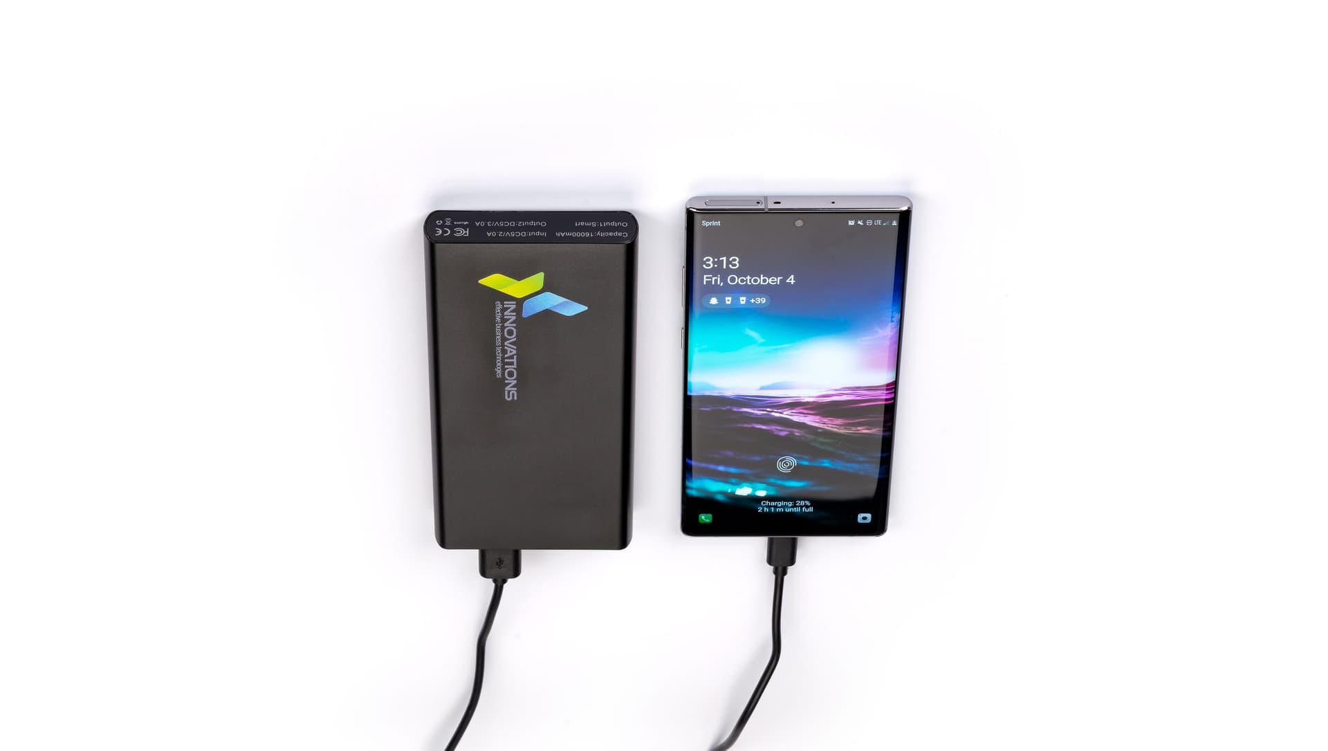 Black high capacity logo power bank with 6-9 input charging time