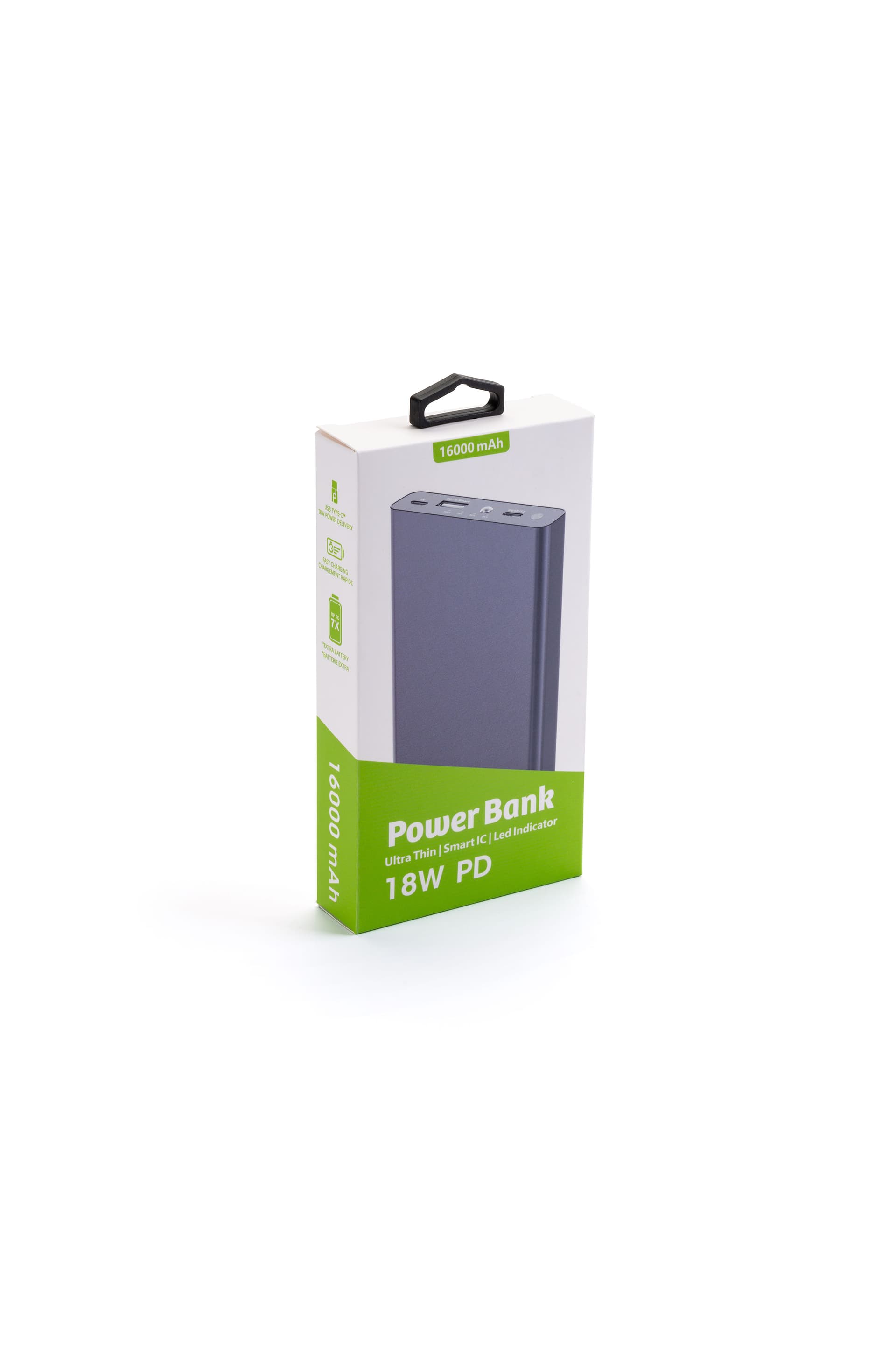 Black high capacity logo power bank with non-branded gift box 