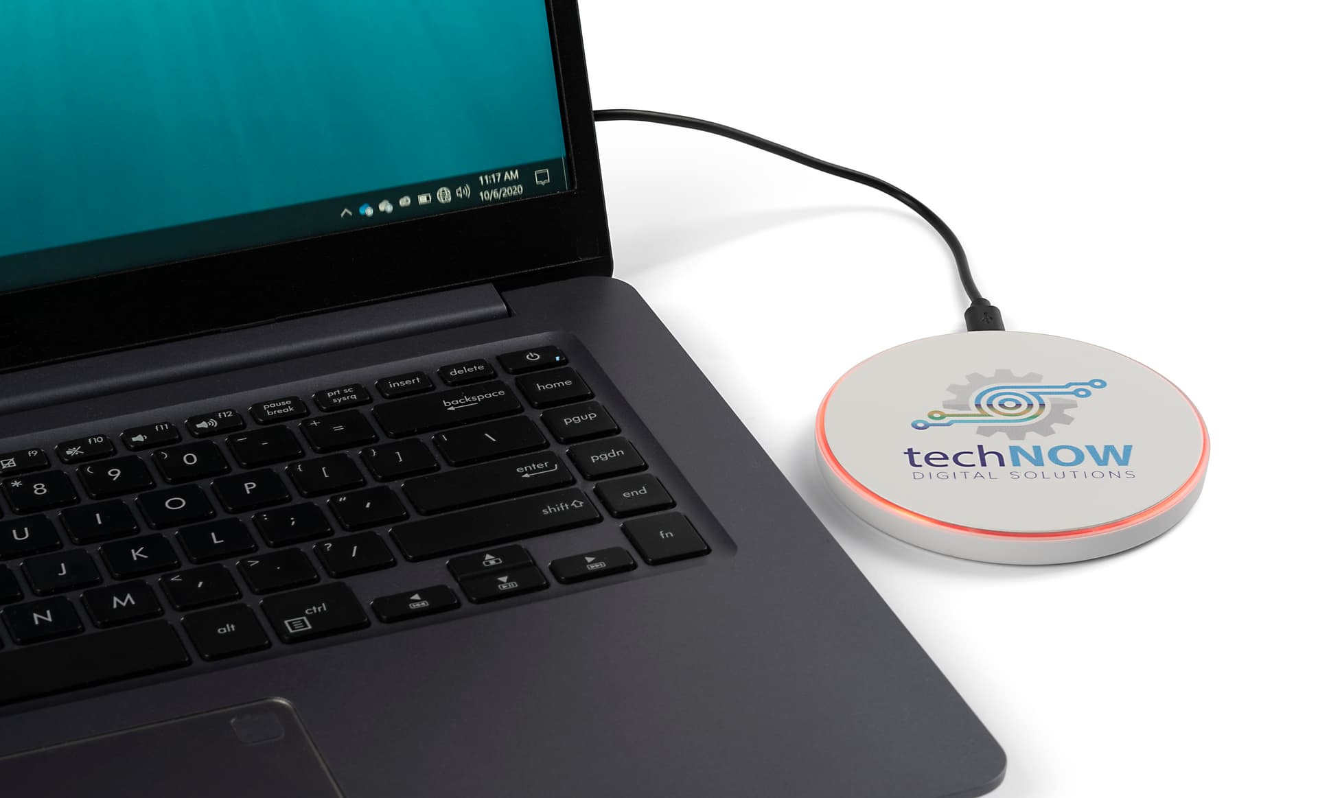Branded Qi phone charging mat with LED indicators