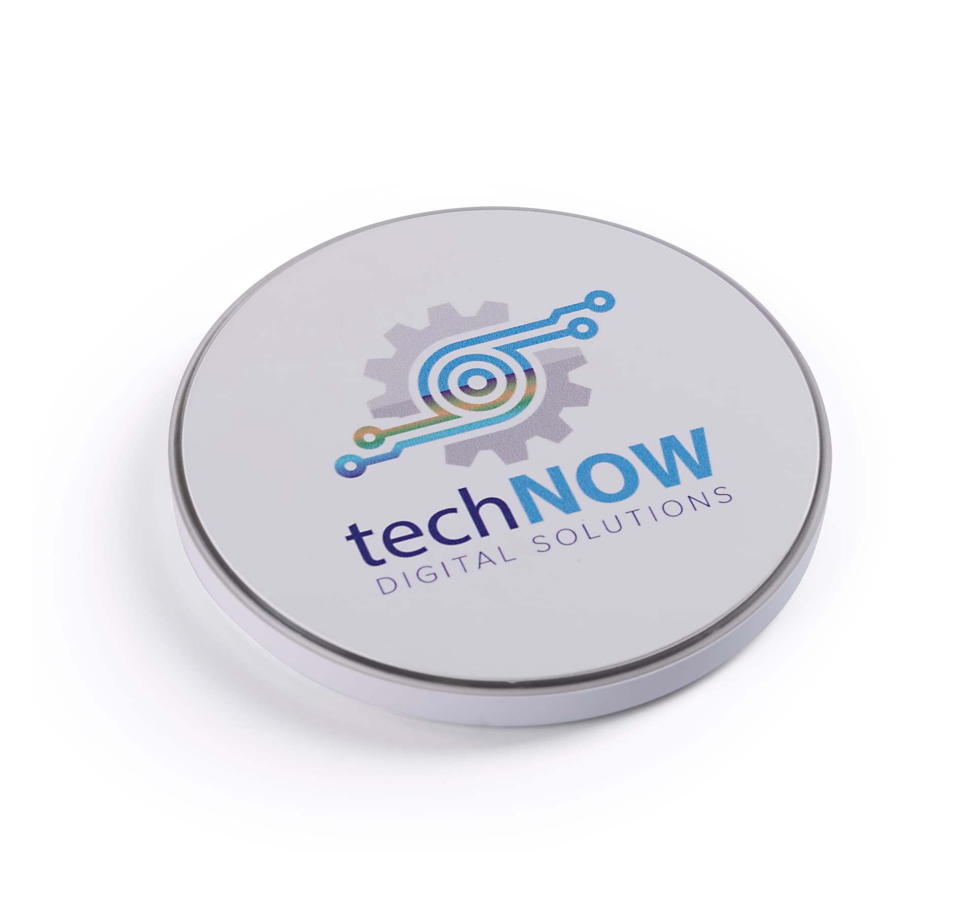 White branded Qi phone charging mat