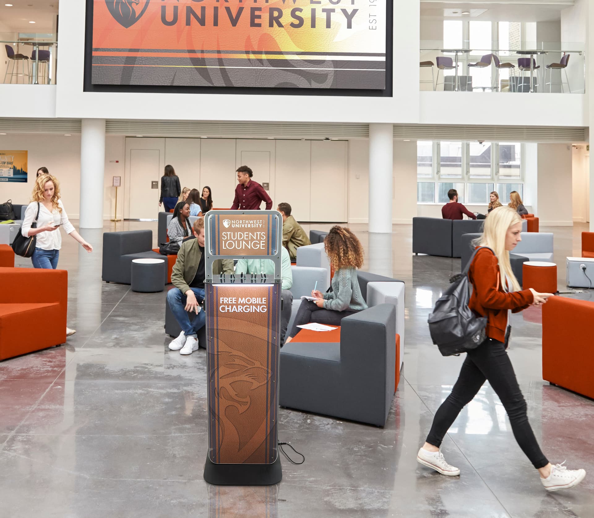 Phone charging station kiosk with durable base