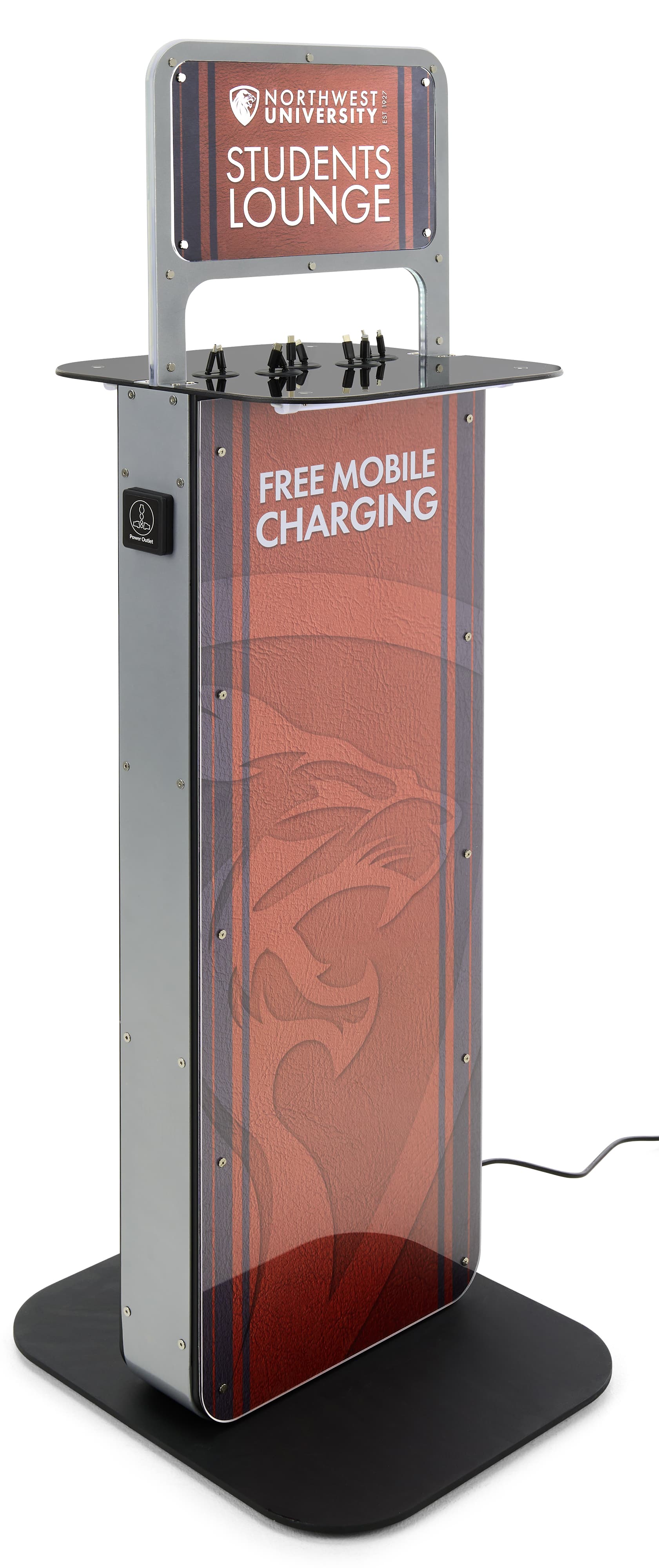 Phone charging station kiosk with 12 device charging capacity