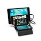 Charging Hub for Desks, Adjustable Dividers, Wireless Charge Pad, 4 USB Ports - Black