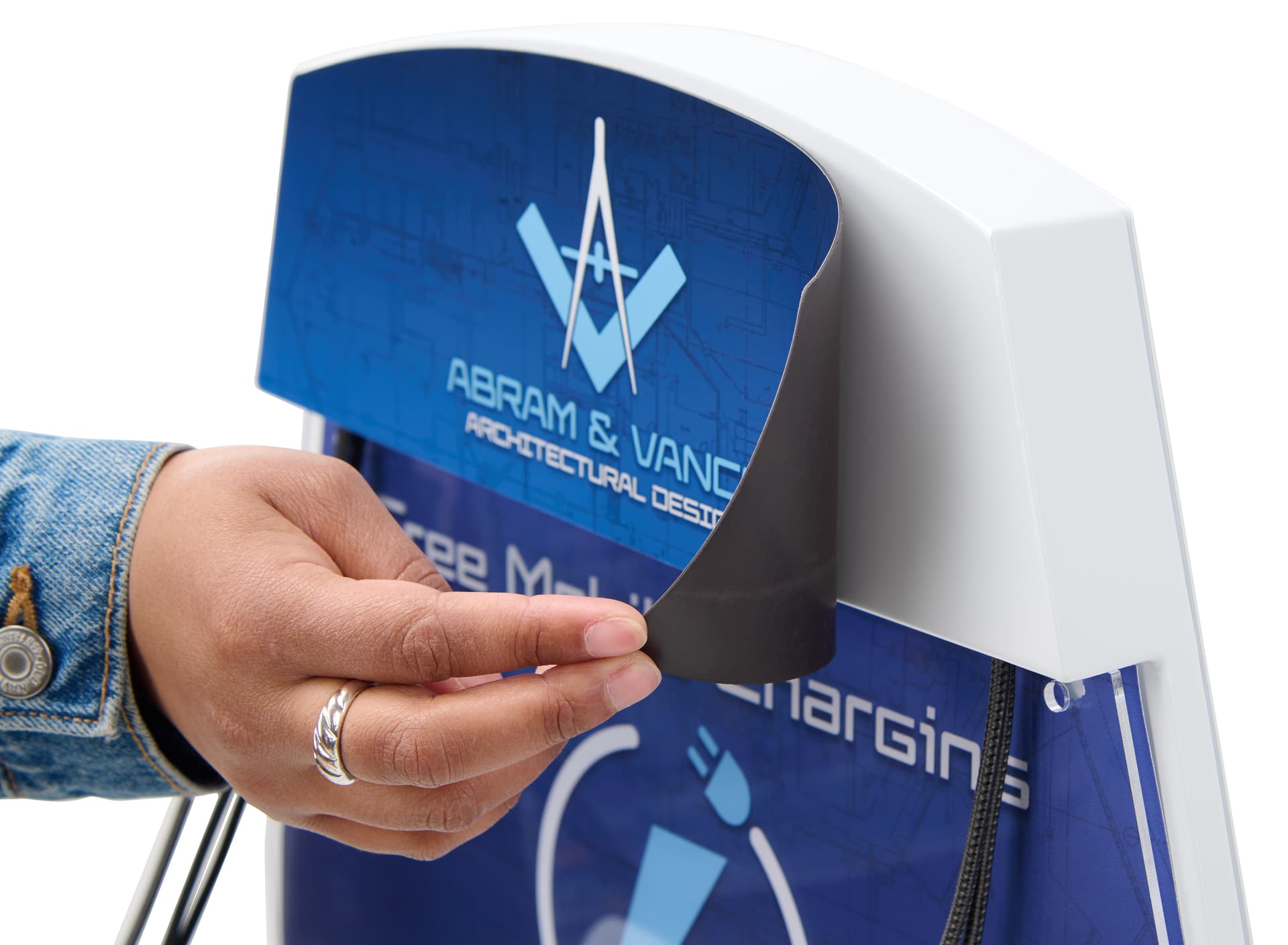 Magnetic replacement graphic for CHR_ChargingKiosk being applied to charging station header