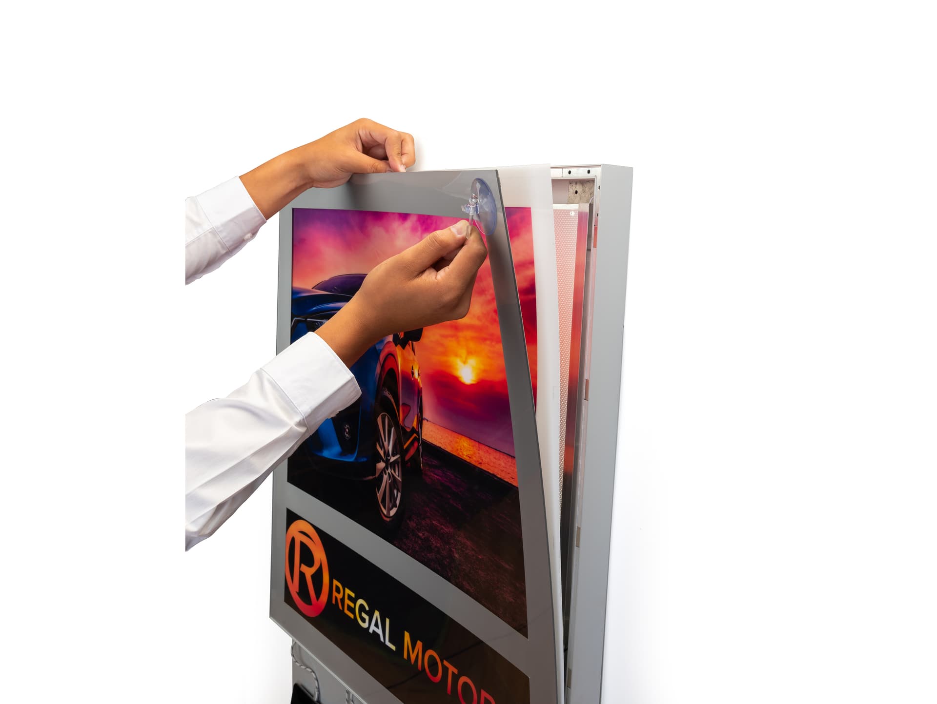  wall mount light box charging station with a magnetic frame 