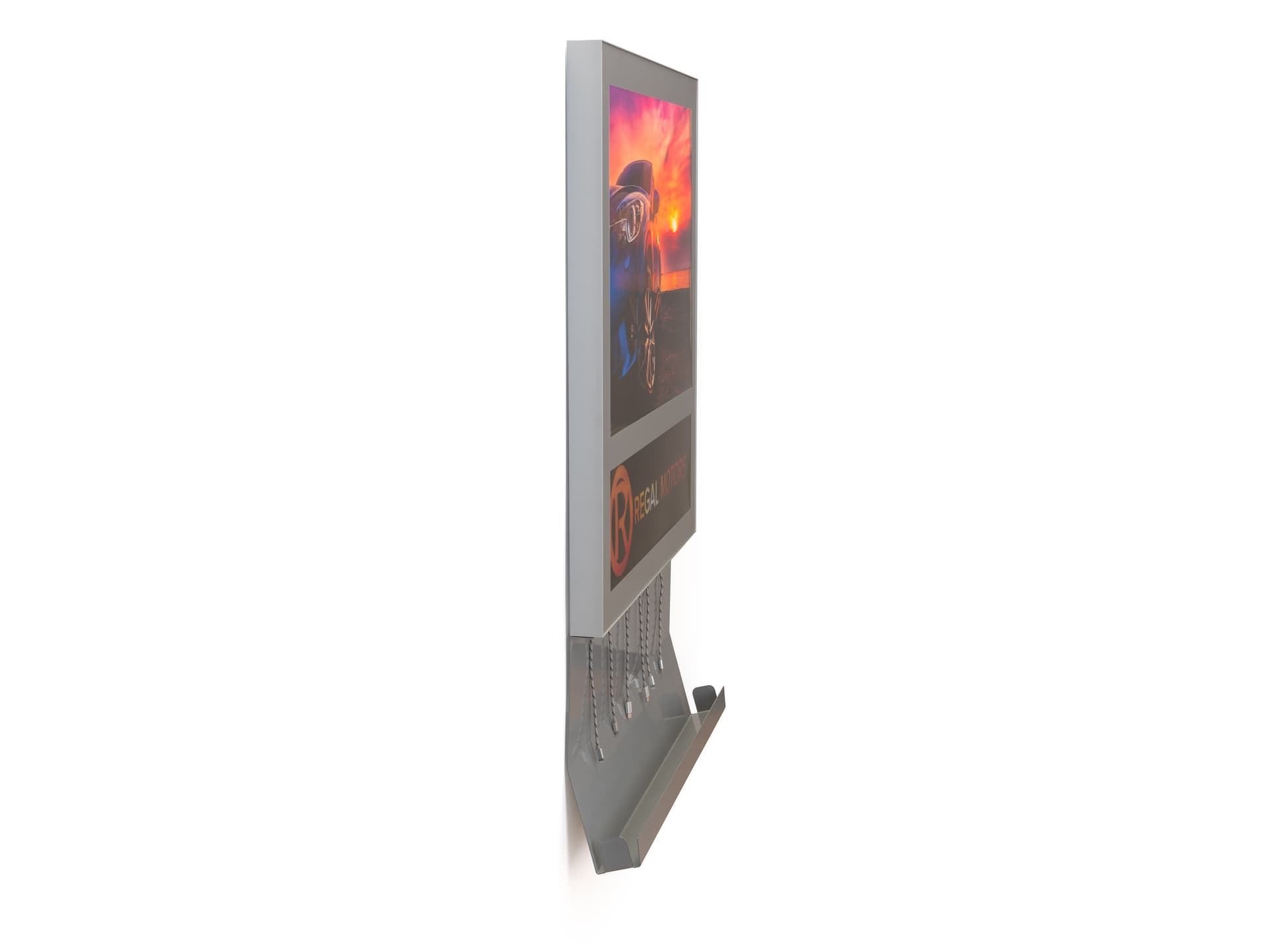 Wall mount light box charging station with personalized  graphics