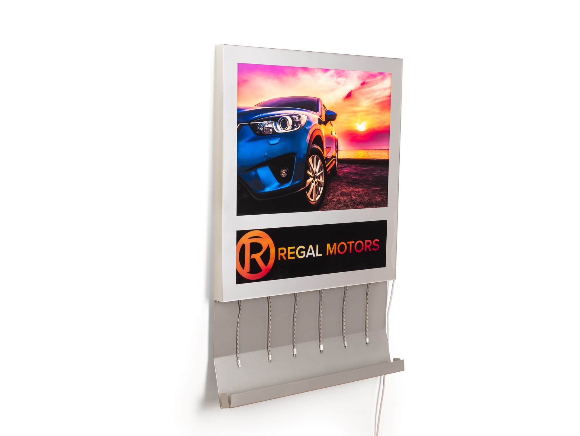 Silver wall mount light box charging station 