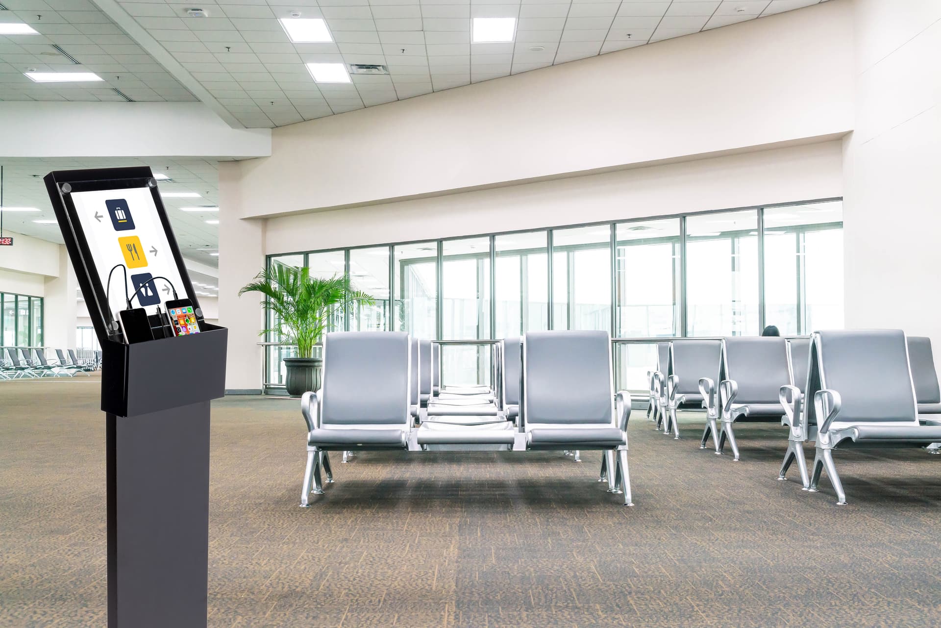 black mobile charging station with phones