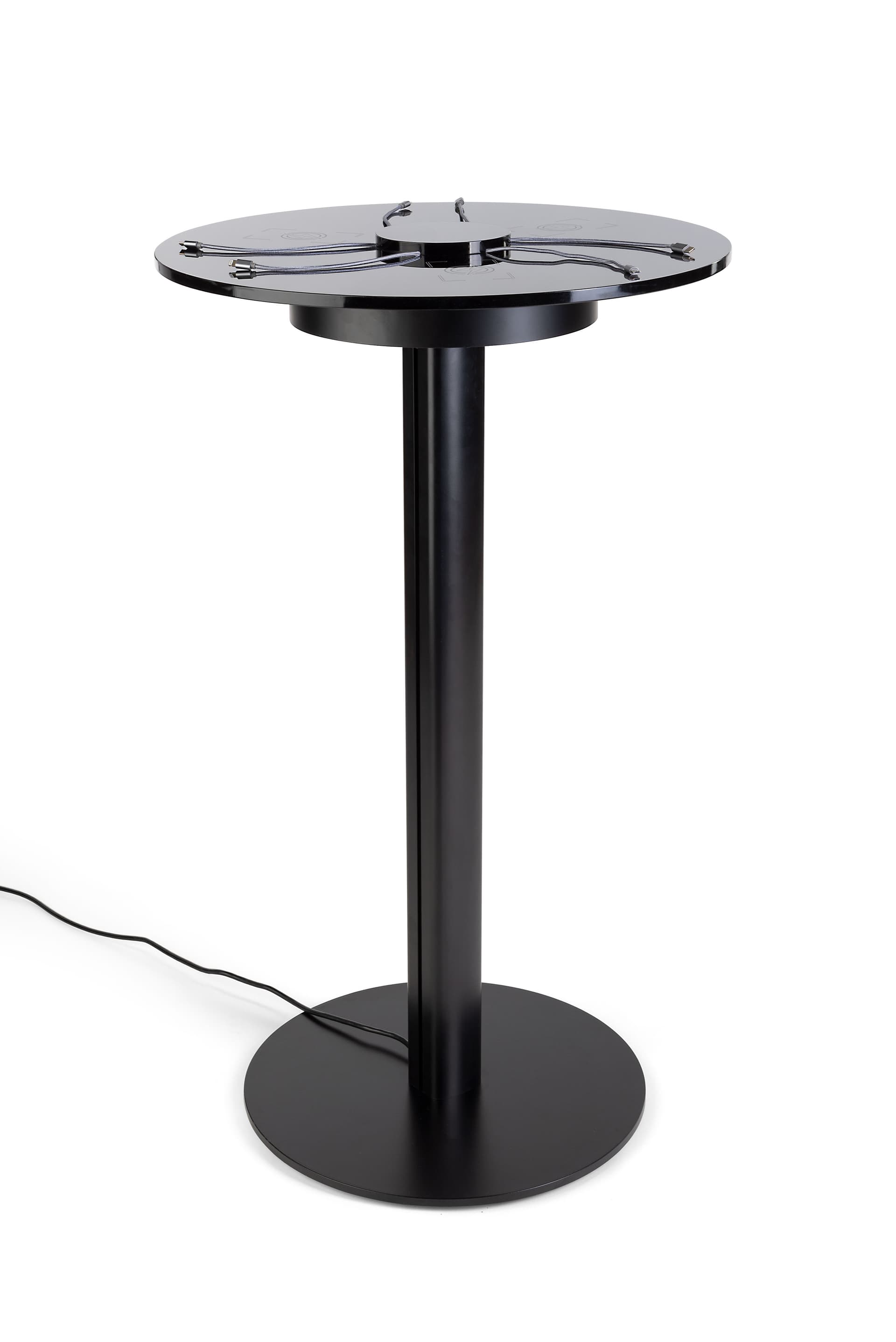 Qi wireless table charging station with adonized black finish 