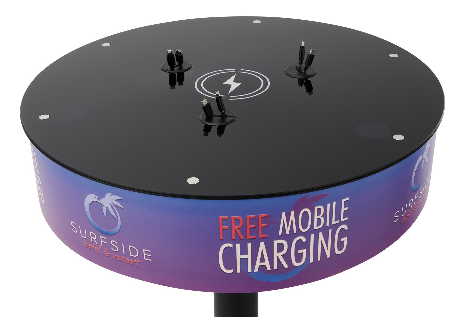 Mobile charging station with 3 lightning and 3 usb-c cords