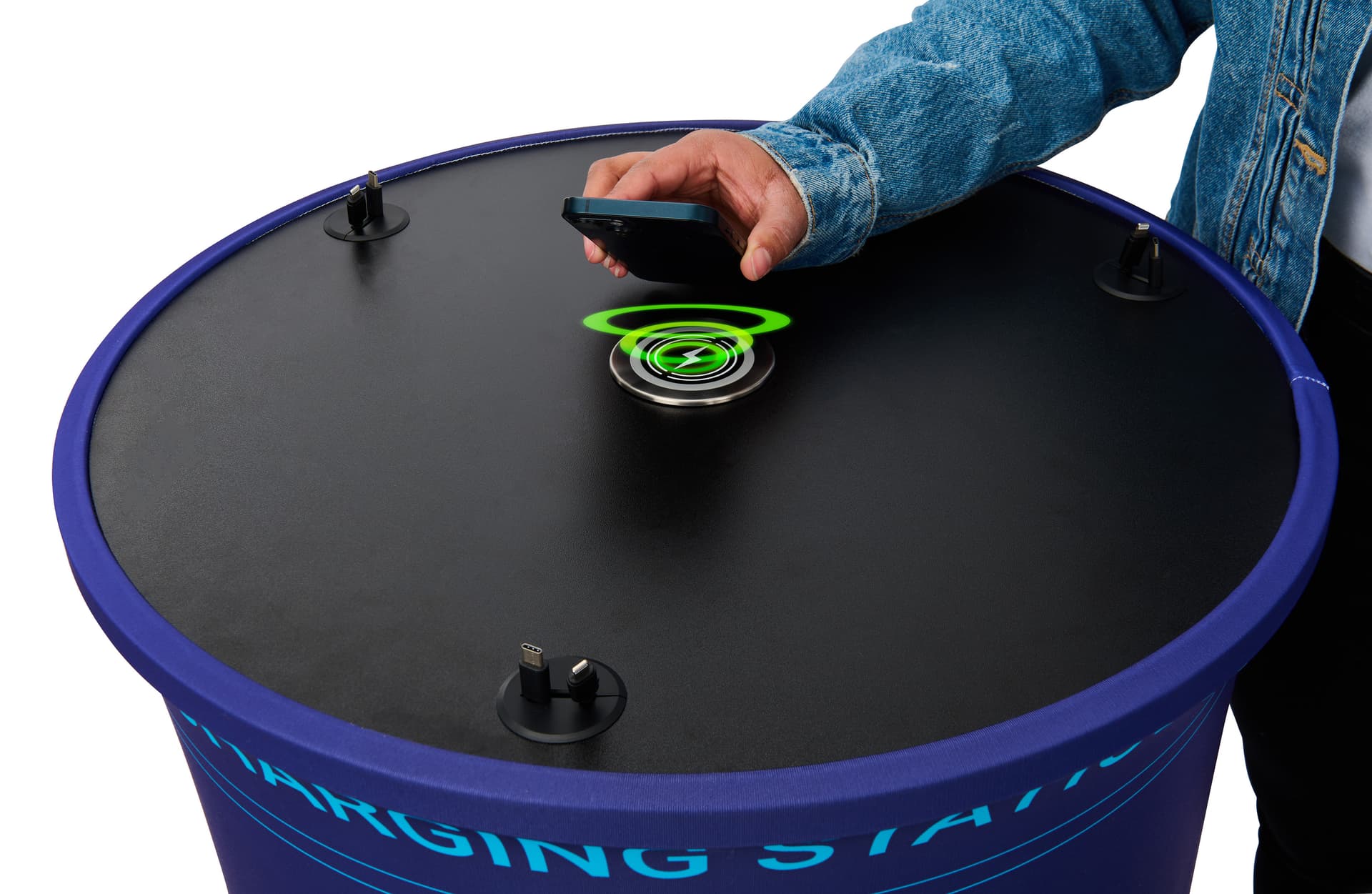 Portable charging station with universal charging pad