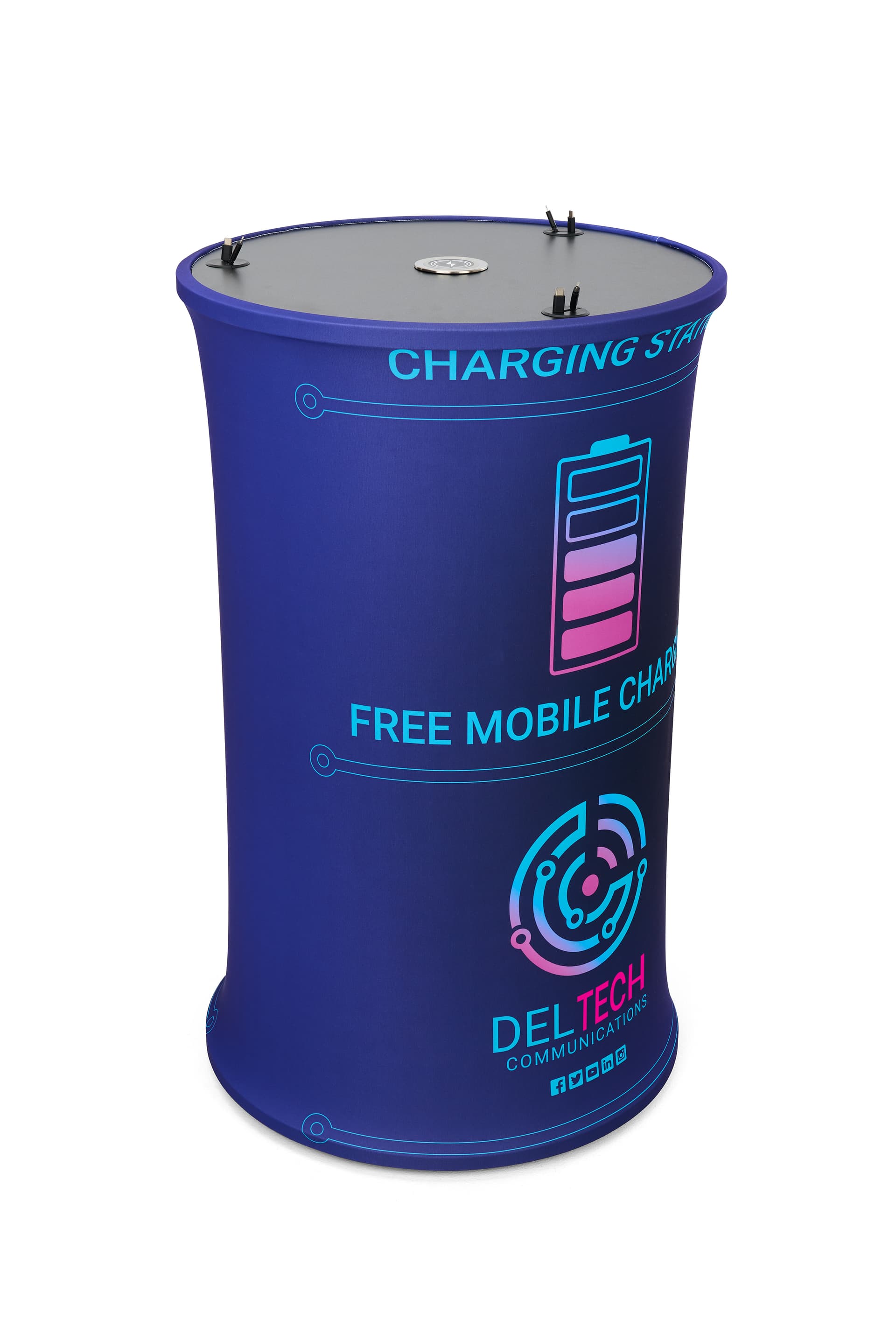 Portable charging station with stretch fabric 