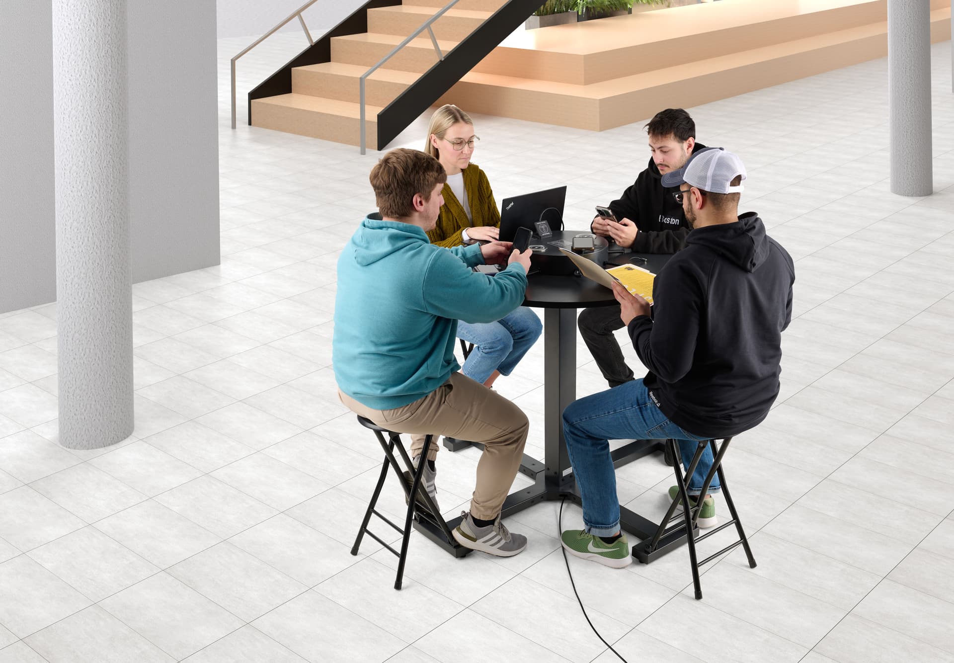 Charing table with chairs and 300 pound seat weight capacity