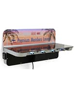 Charging station table with overall width of 27.56