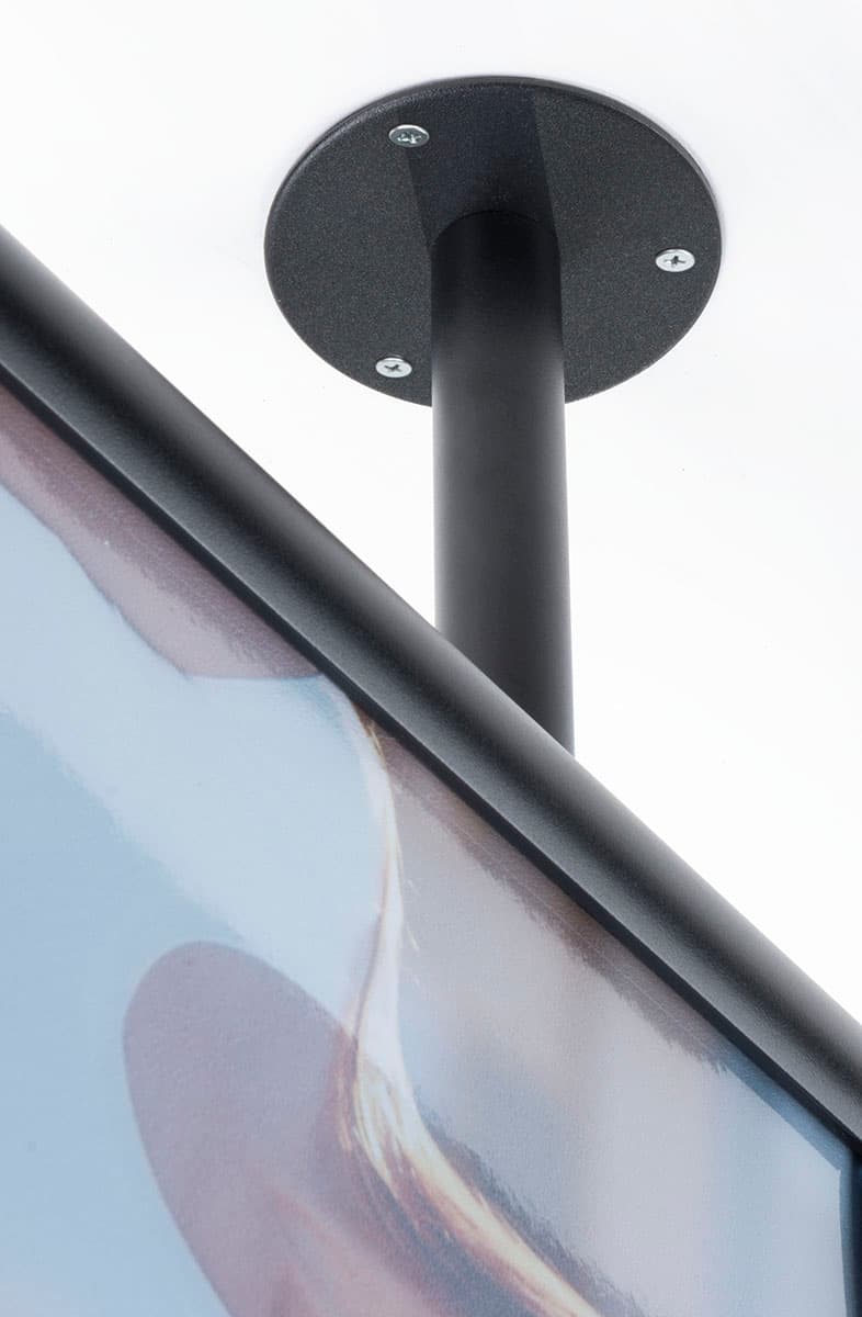 2-post flange ceiling graphic sign hanger includes hardware