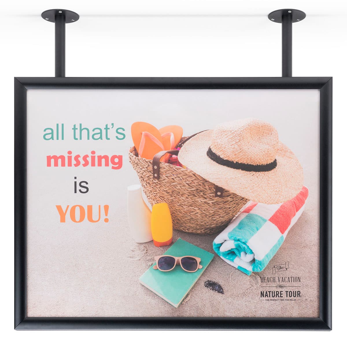 2-post flange ceiling graphic sign hanger for 28" x 22" poster