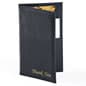 Check Presenter with Credit Card Slot, Receipt Pocket, Thank You on Cover - Black