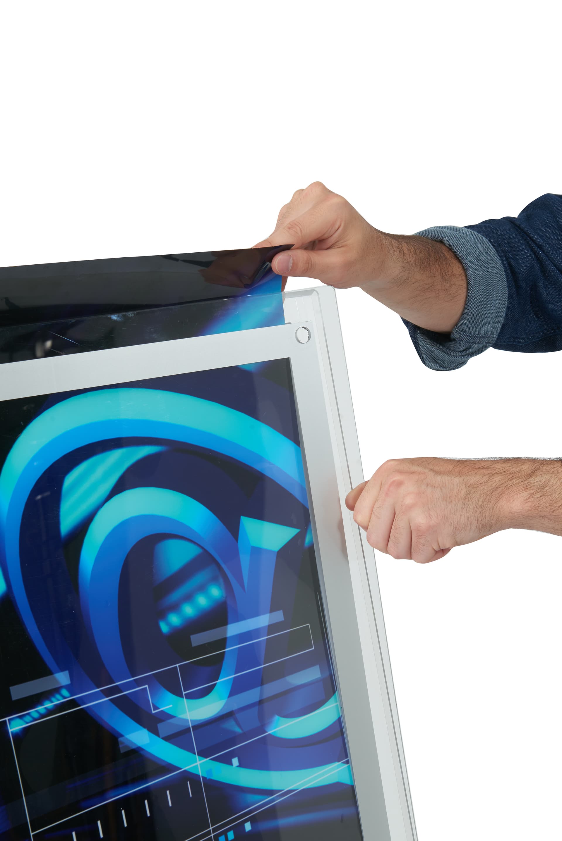LED sandwich board with front loading graphics