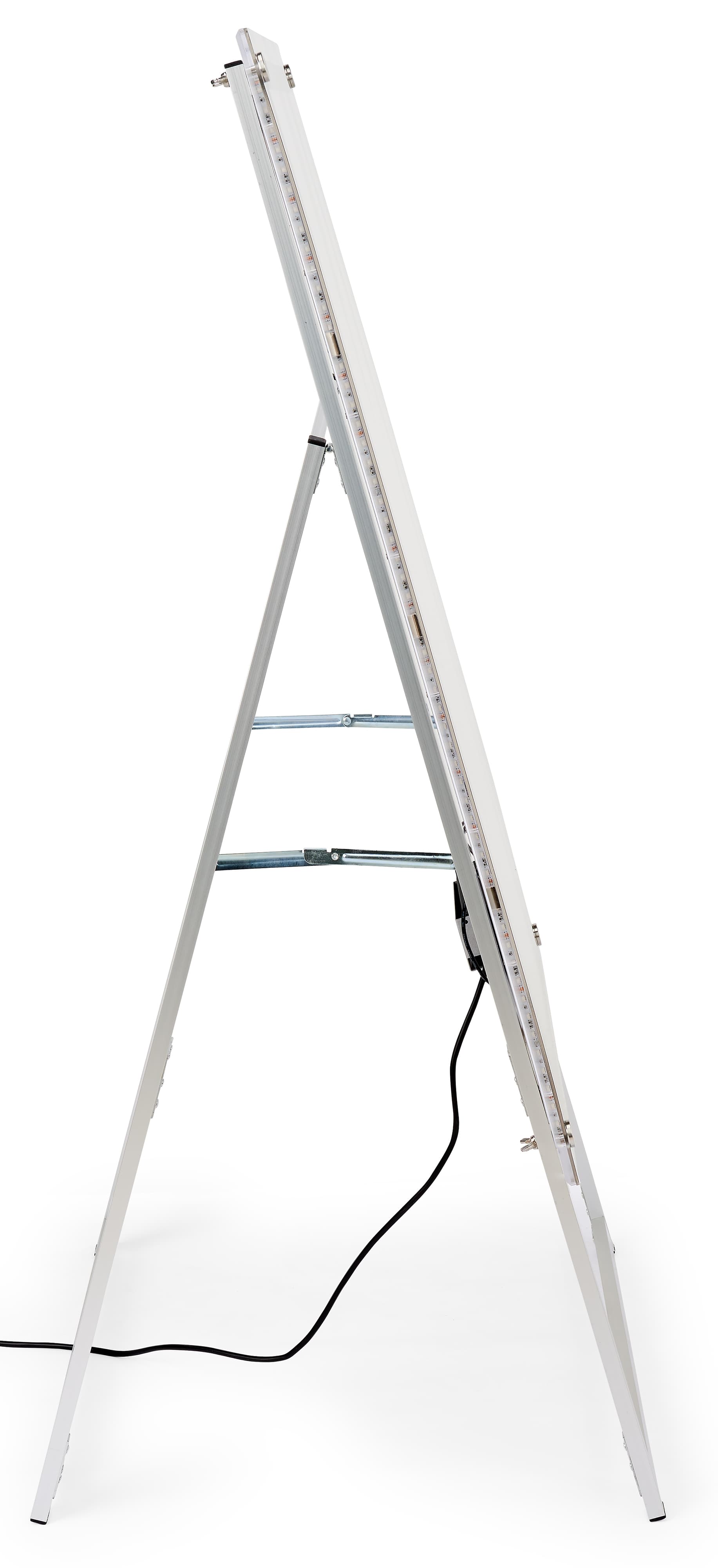 LED sandwich board with sleek folding a-frame structure
