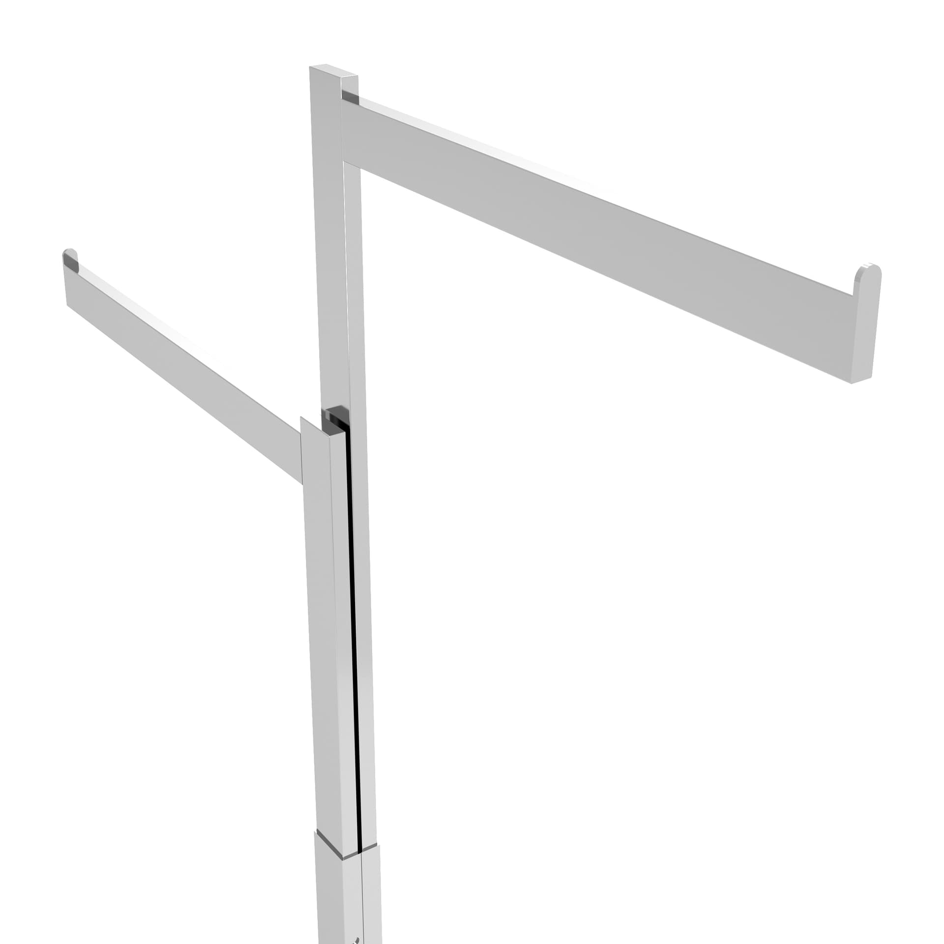 2 way clothing rack showing the arm rails at two different heights