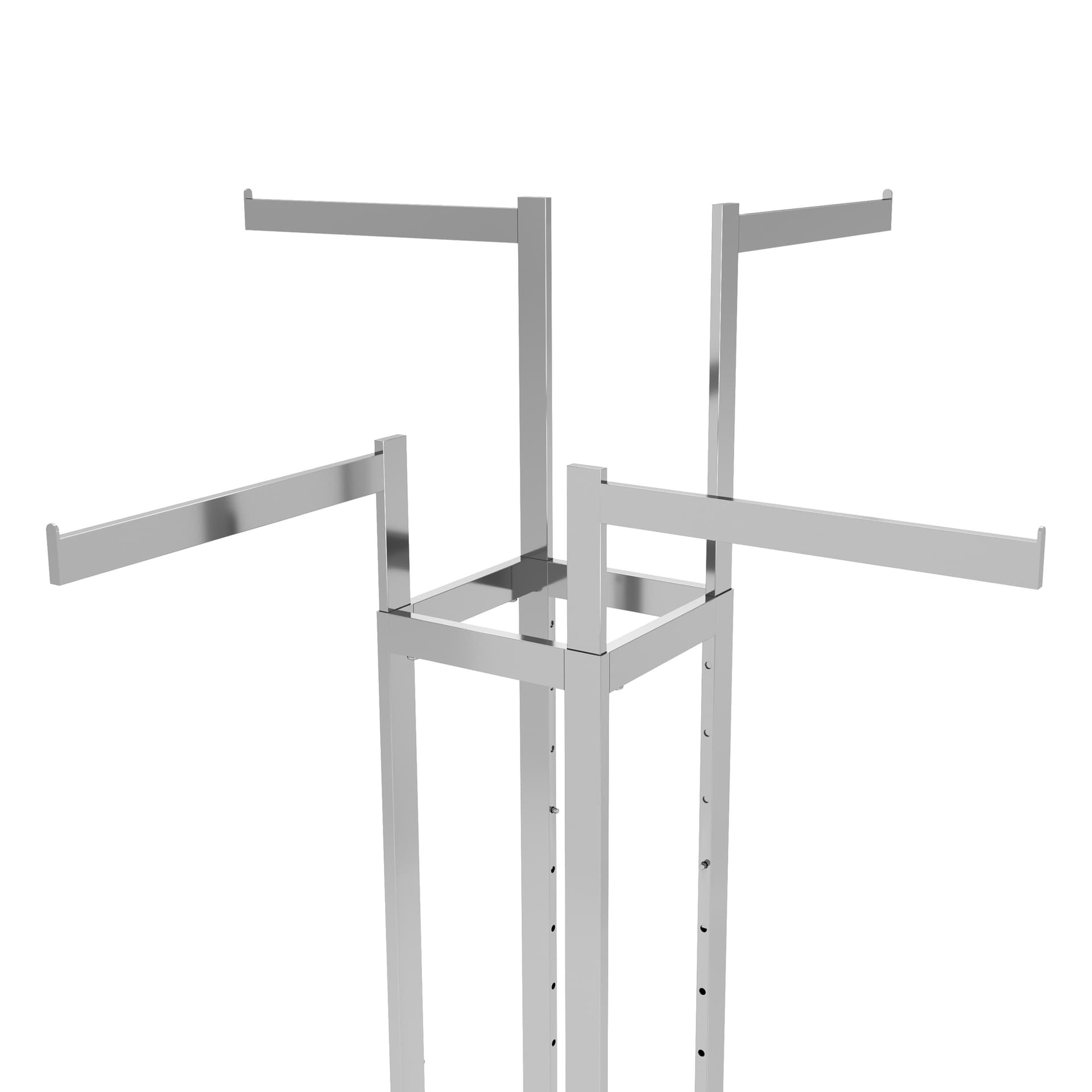 4 way clothing rack showcasing a close up of the four rails that can all be adjusted in height