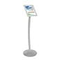 8.5" x 11" Floor Standing Sign Holder with Literature Holder, Snap Frame - Silver