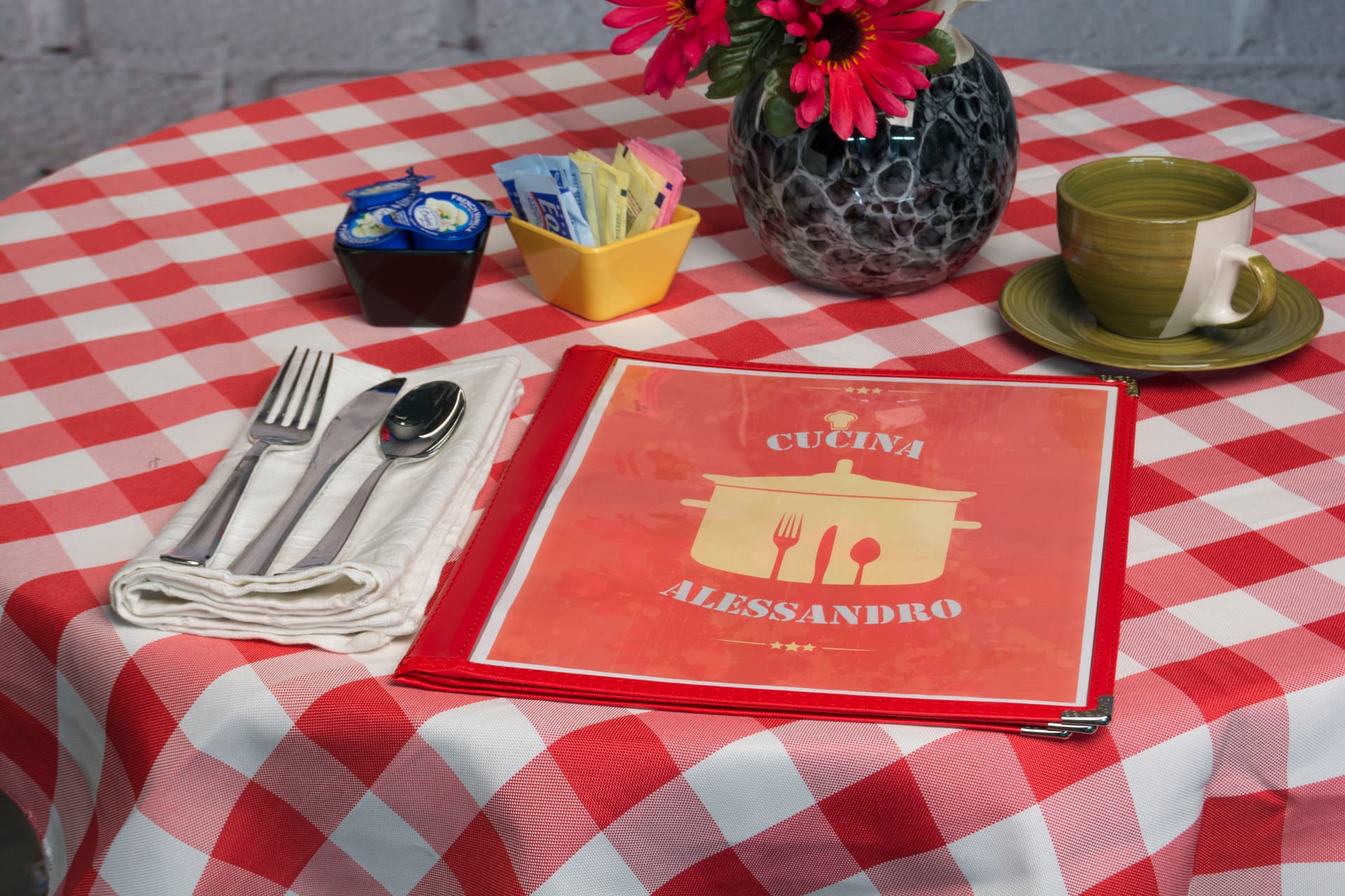 Red 8.5” x 11” (3) Page Restaurant Menu Covers with 6 Views