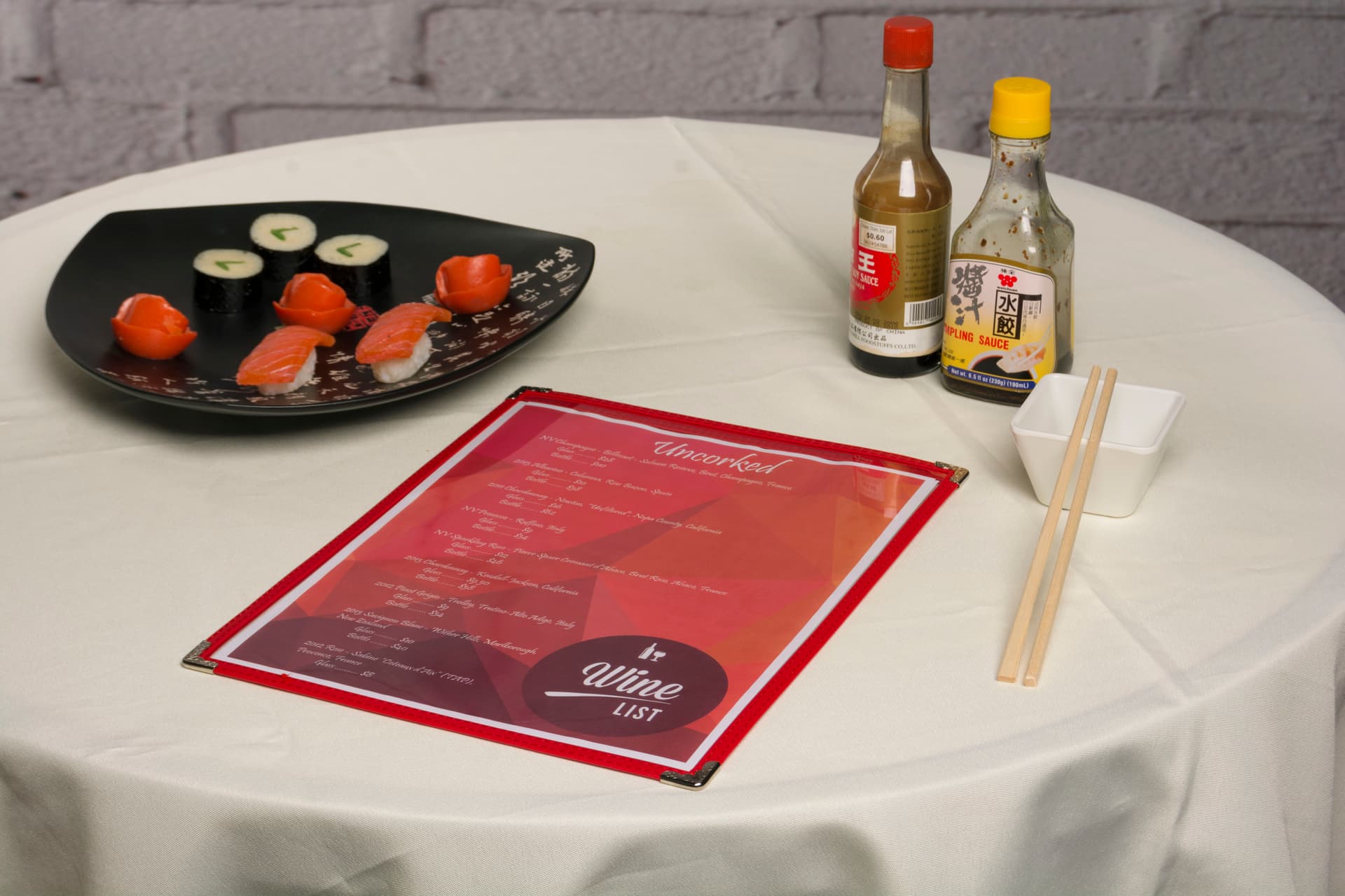 Red 8.5” x 11” Single Panel Wine List Cover Plastic Front