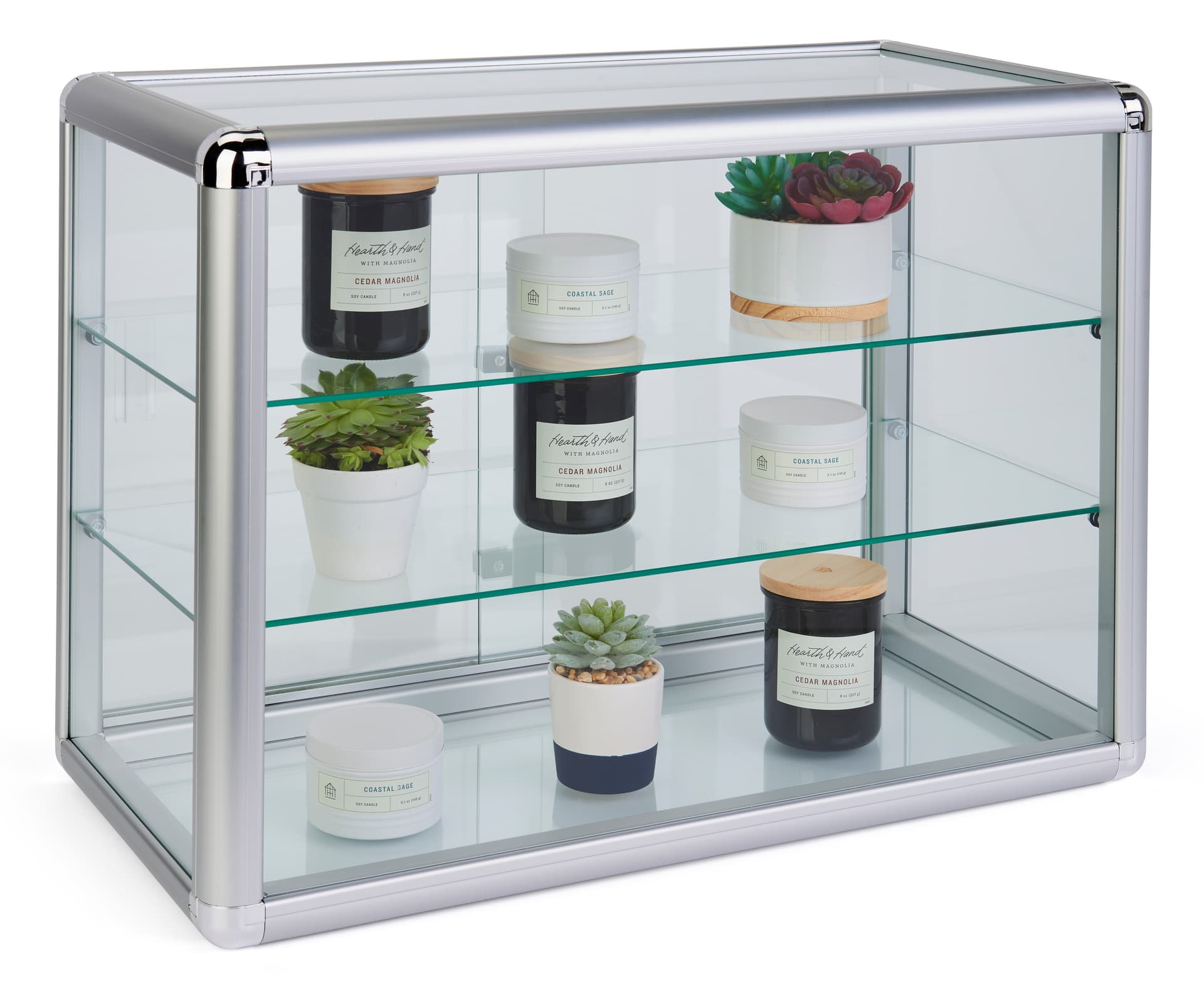 14.0 inch x 27.0 inch aluminum frame glass counter showcase